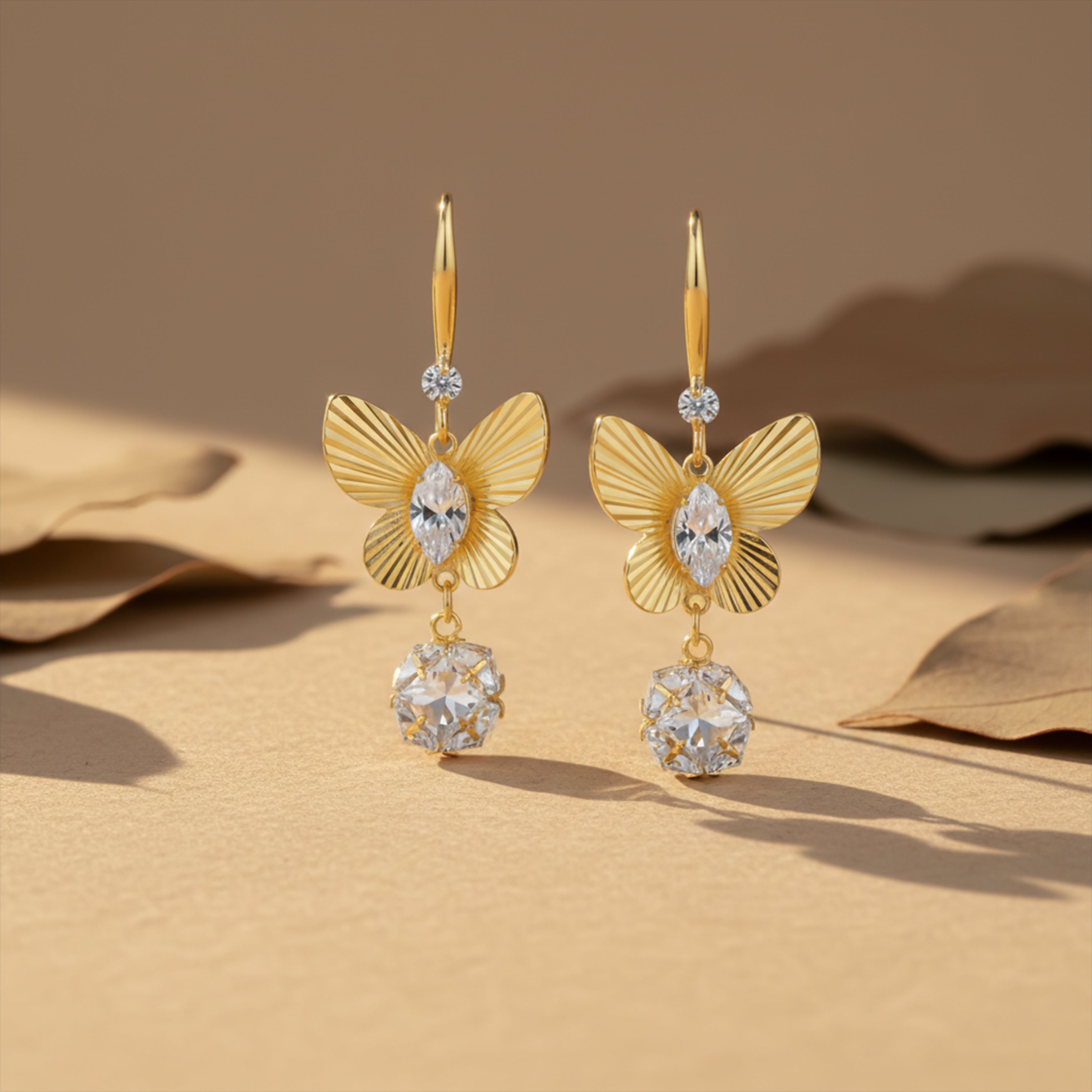 Butterfly Gold Drop Earrings GWE -167