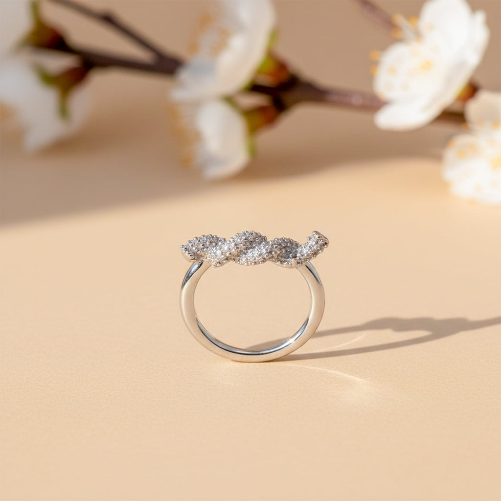 Silver Wave Sparkle Ring GWR -21