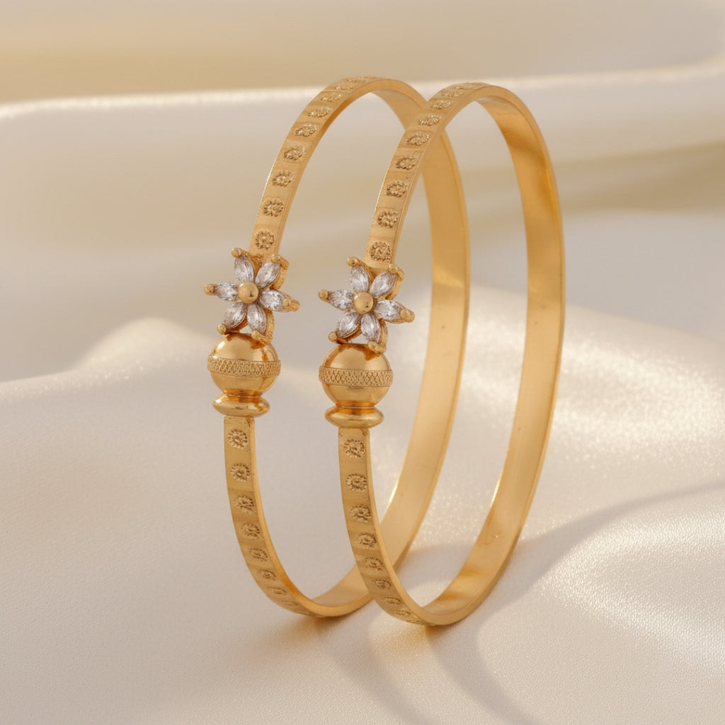 Wibestone Floral Stone Kada Bangles – Blooming Elegance with Radiant Sparkle