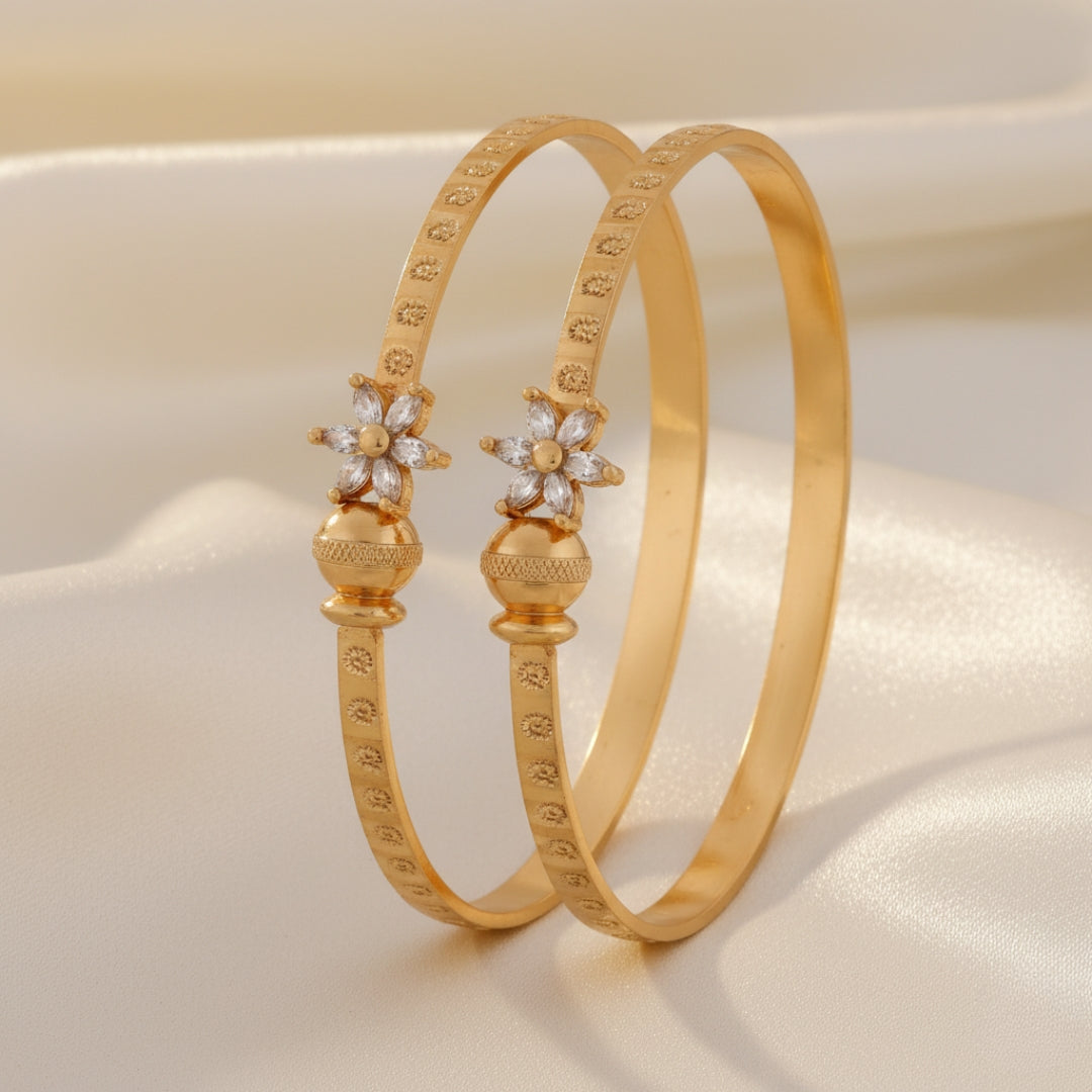 Wibestone Floral Stone Kada Bangles – Blooming Elegance with Radiant Sparkle