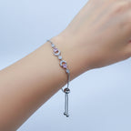 Silver Pink Star Charm Bracelet GWB -157