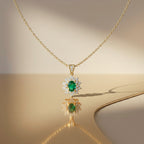 Emerald-Cut Green Gemstone Women Neckless GWN -92