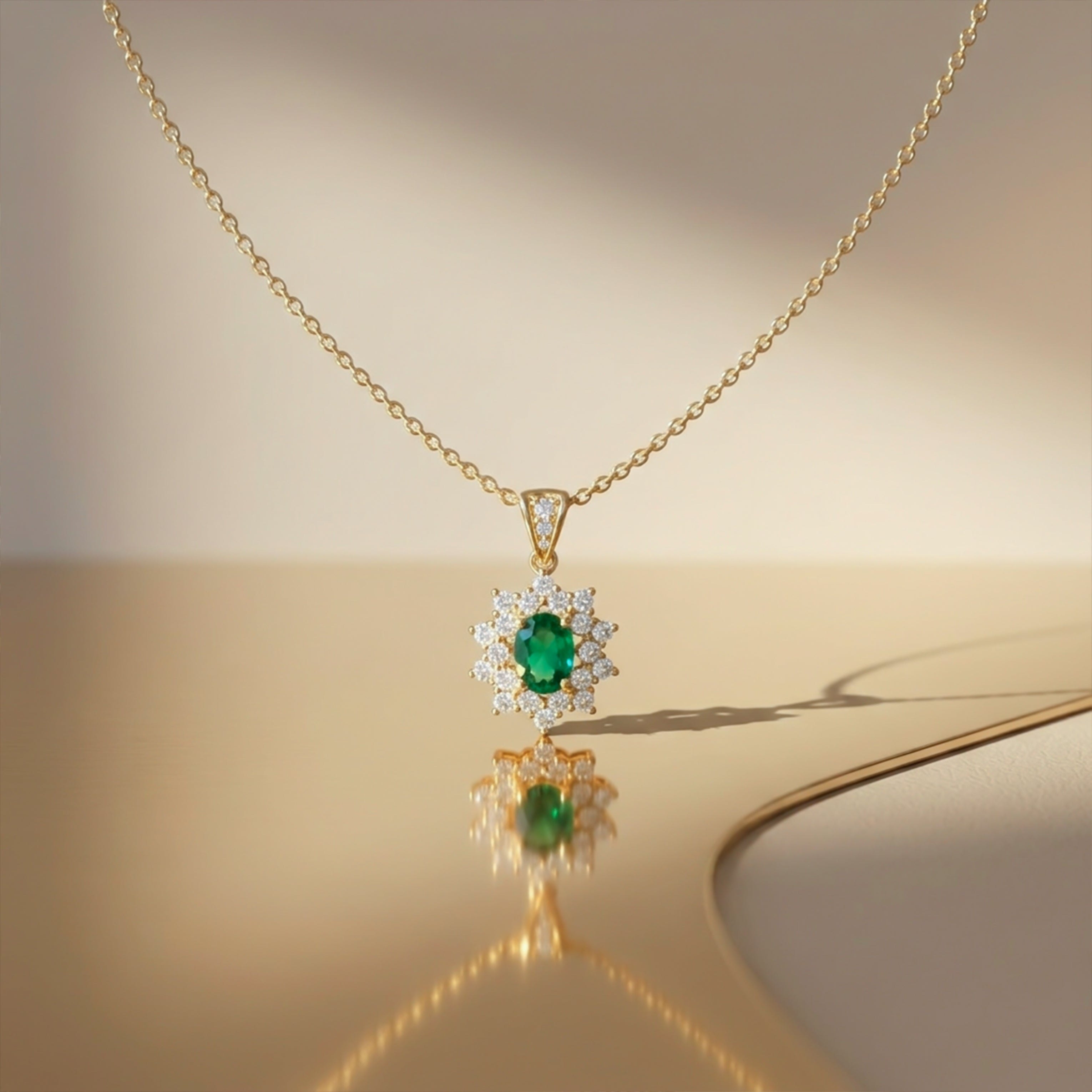 Emerald-Cut Green Gemstone Women Neckless GWN -92