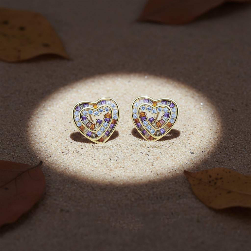 Multicolo Heart Stud Earrings GWE -123