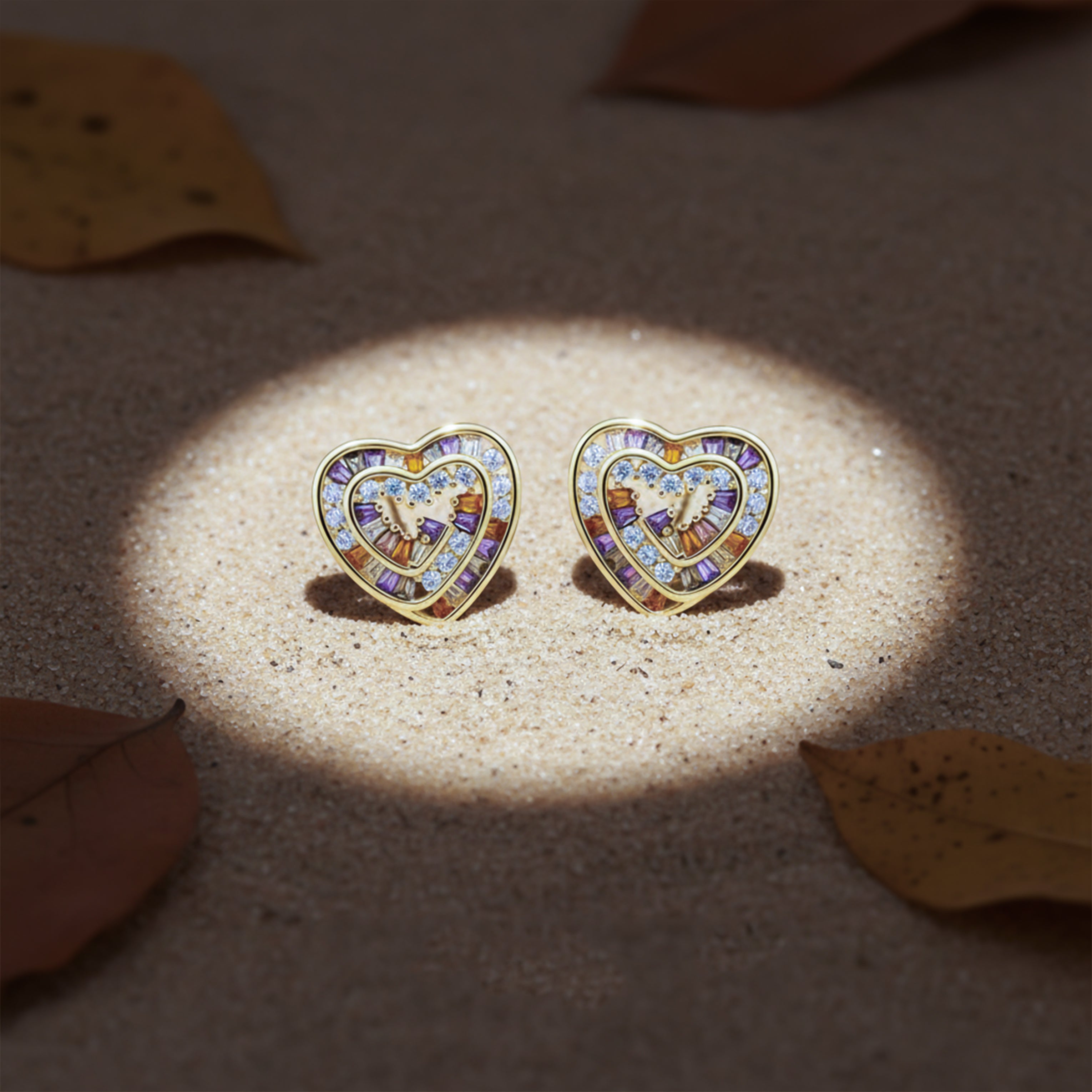 Multicolo Heart Stud Earrings GWE -123