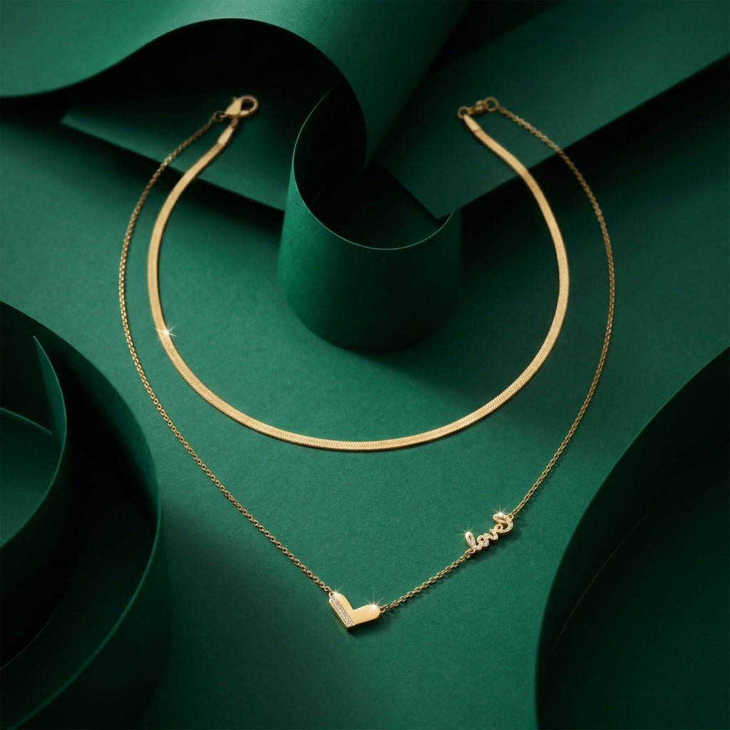 Heart Layered Necklace Set GWN -118