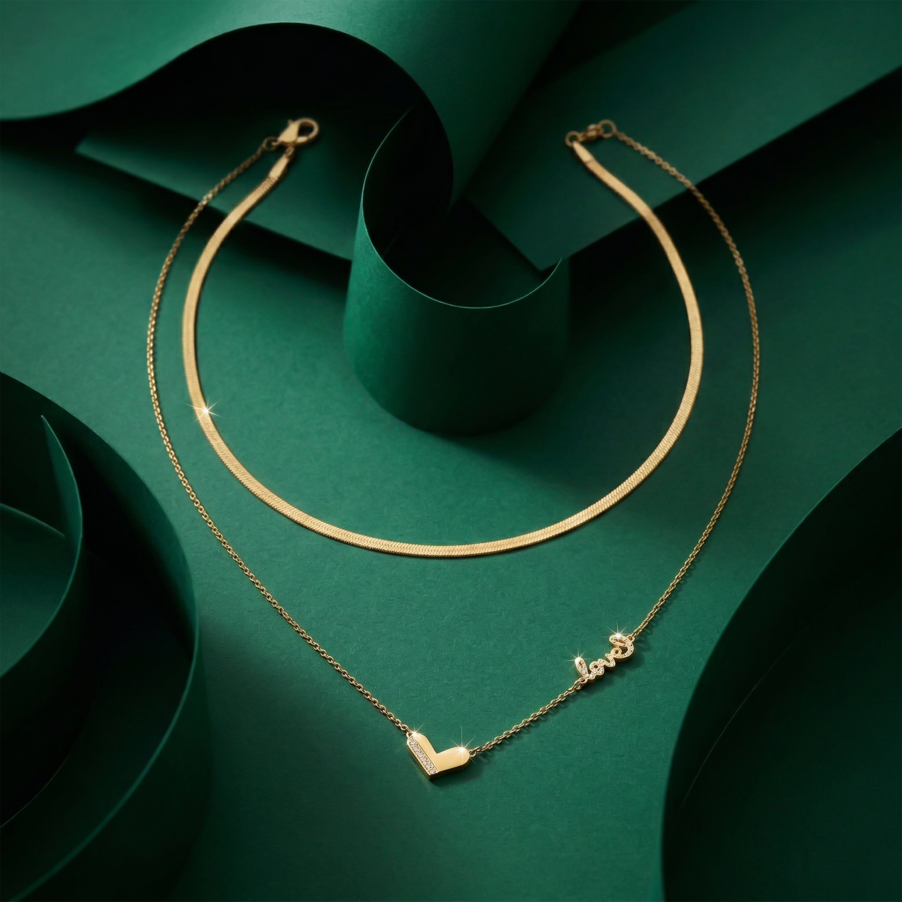 Heart Layered Necklace Set GWN -118