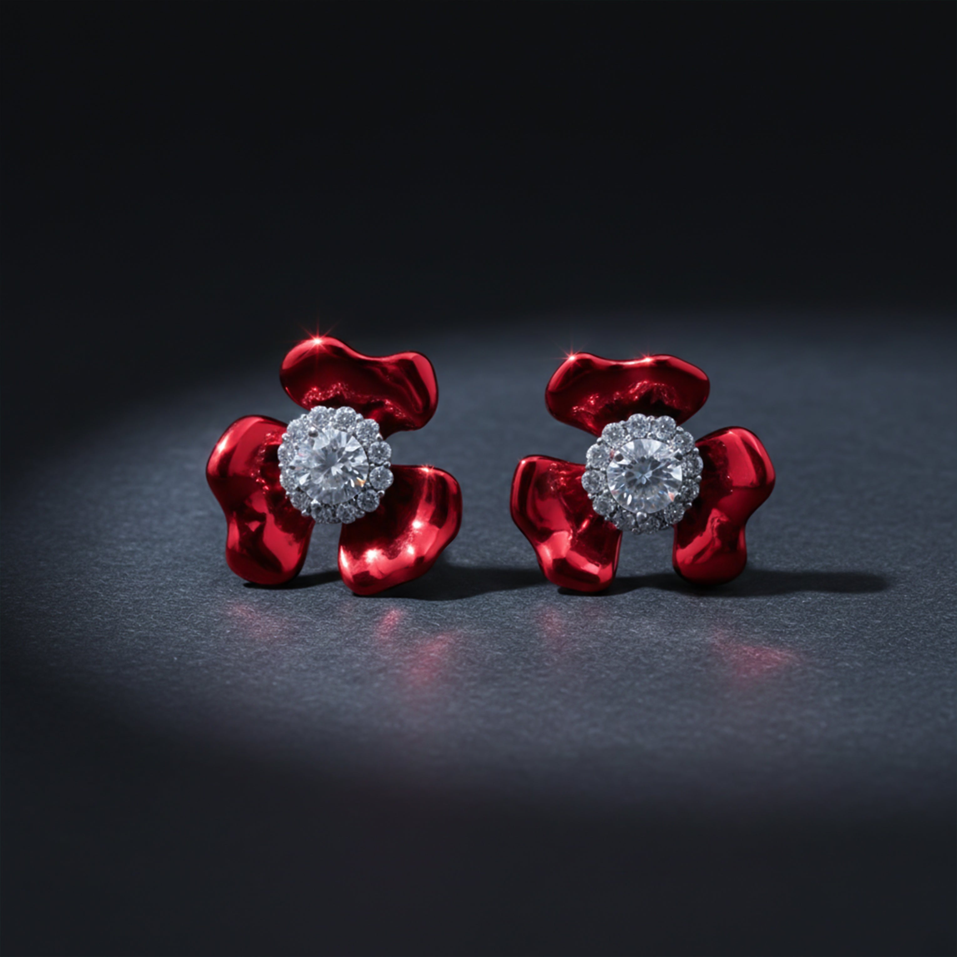 Ruby Bloom Crystal Stud Earrings GWE -84
