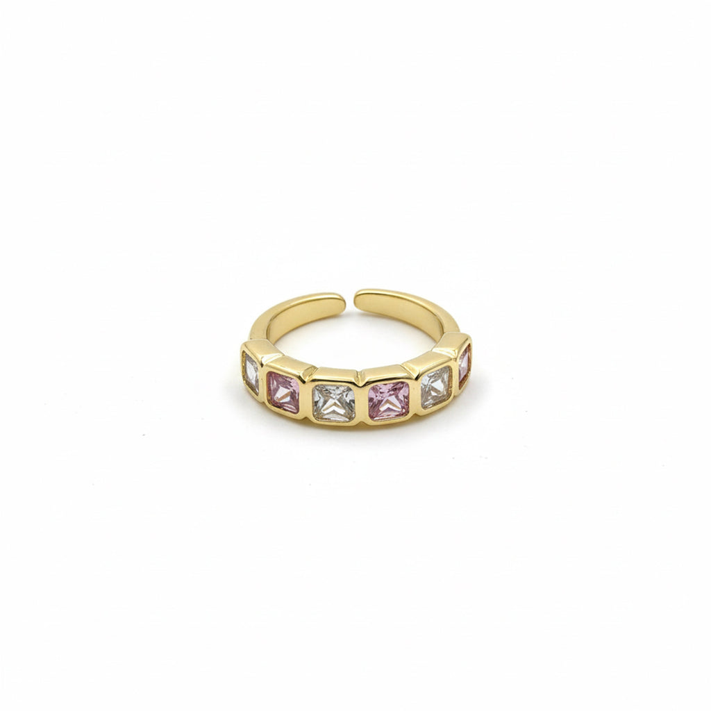 Pastel Square Crystal Open Ring GWR -31