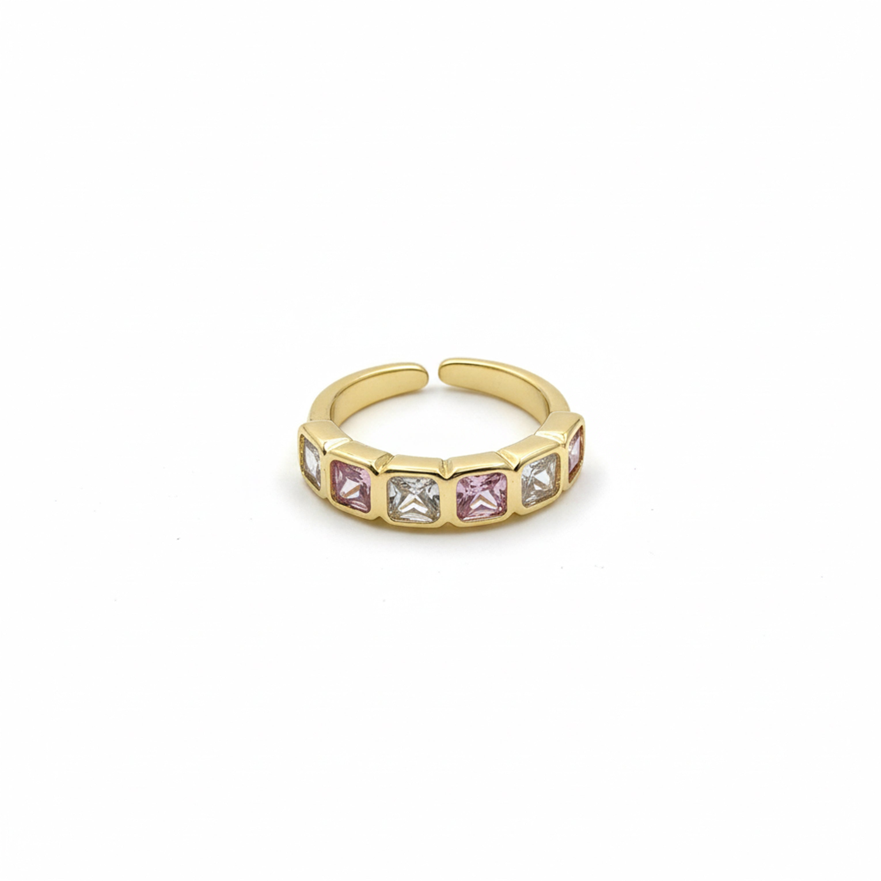 Pastel Square Crystal Open Ring GWR -31