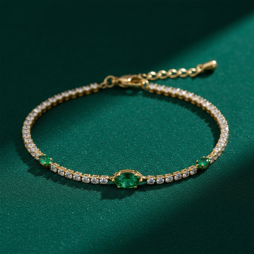 Gold Emerald Accent Tennis Bracelet GWB -106