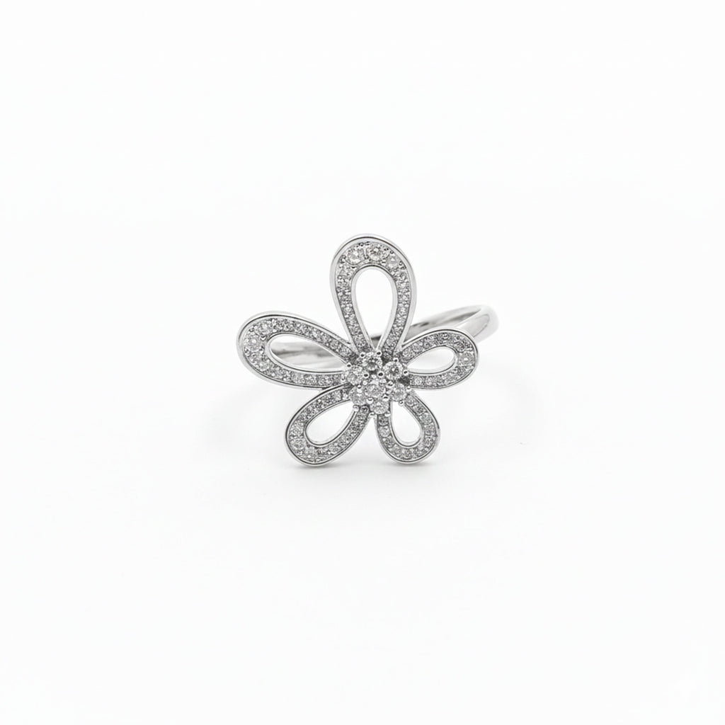 Silver Bloom Sparkle Ring GWR -27