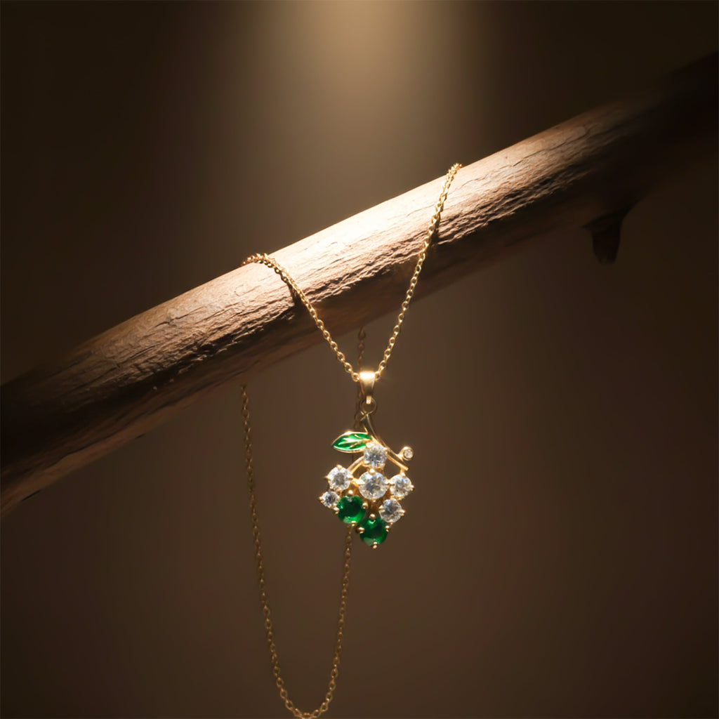 Emerald Grape Charm Pendant Necklace GWN -111