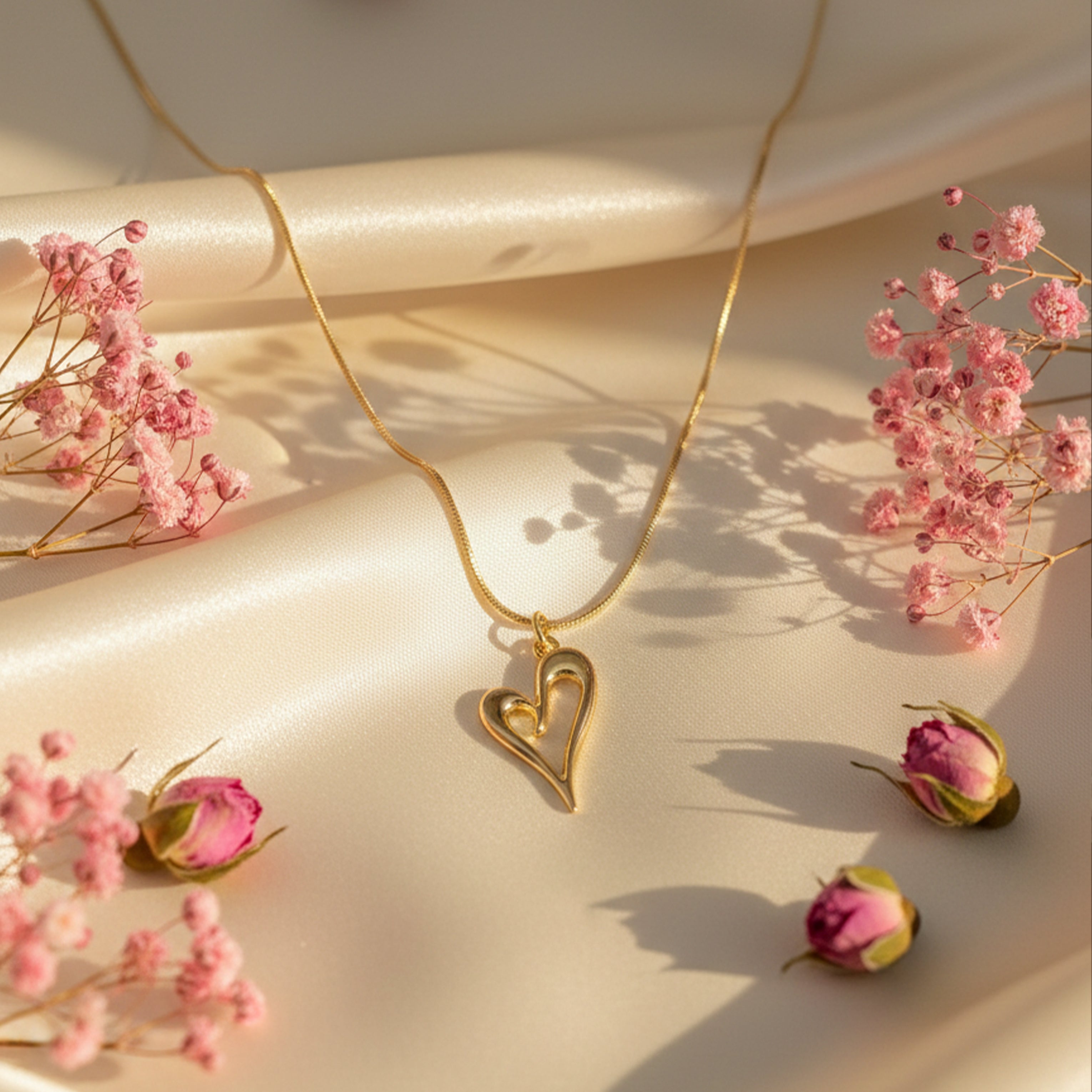 Golden Open Heart Charm Necklace GWN -62