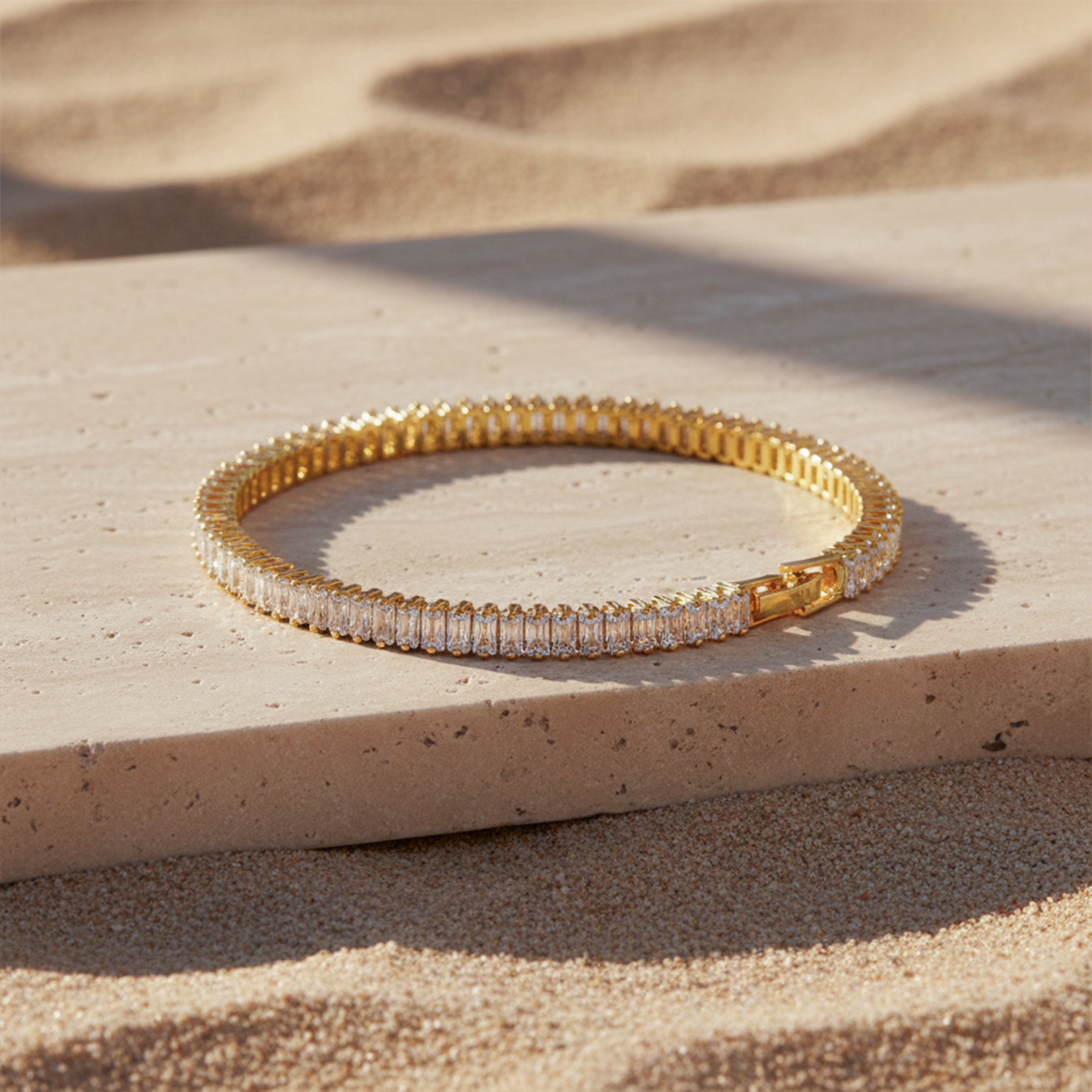 Luxury Gold Baguette Tennis Bracelet GWB -112