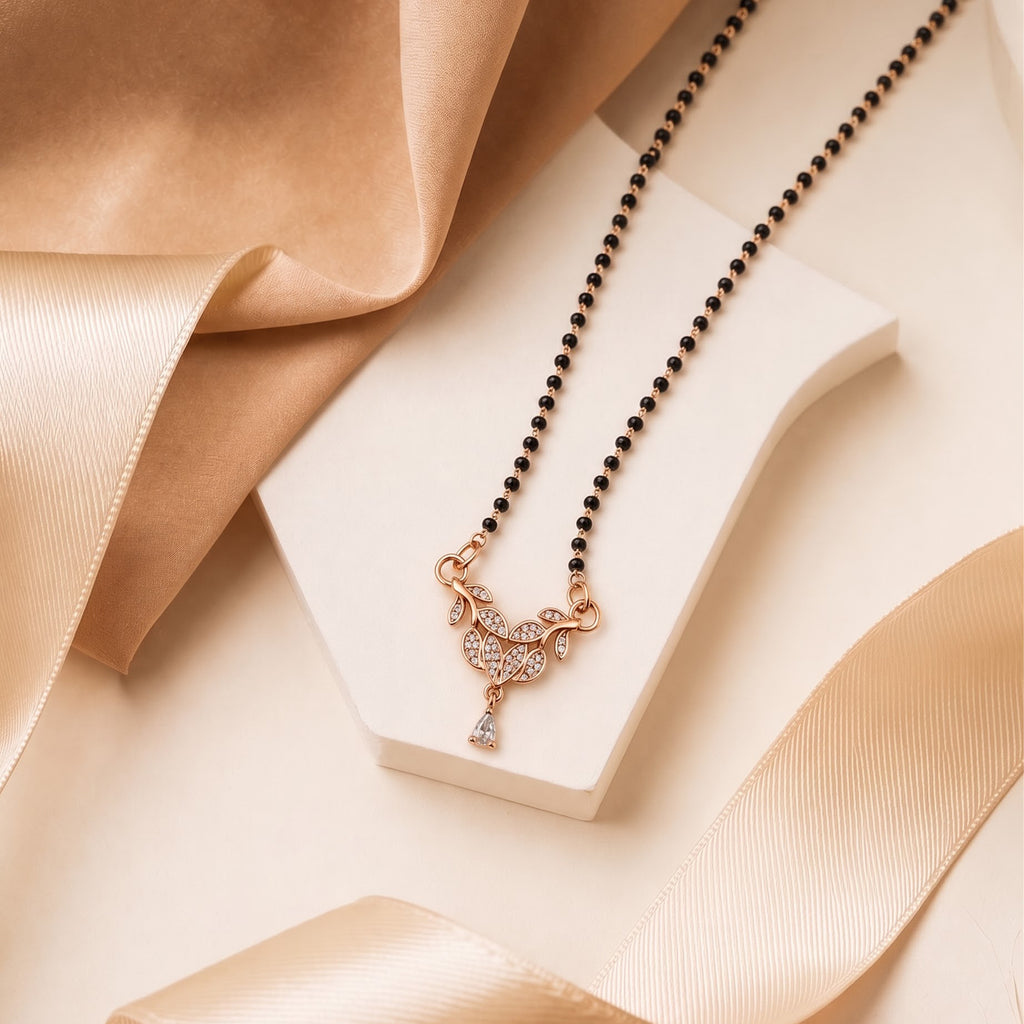 Rose Gold Floral Drop Mangalsutra GM -55
