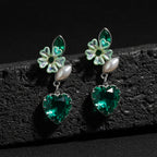 reen Heart Crystal Earrings GWE -238
