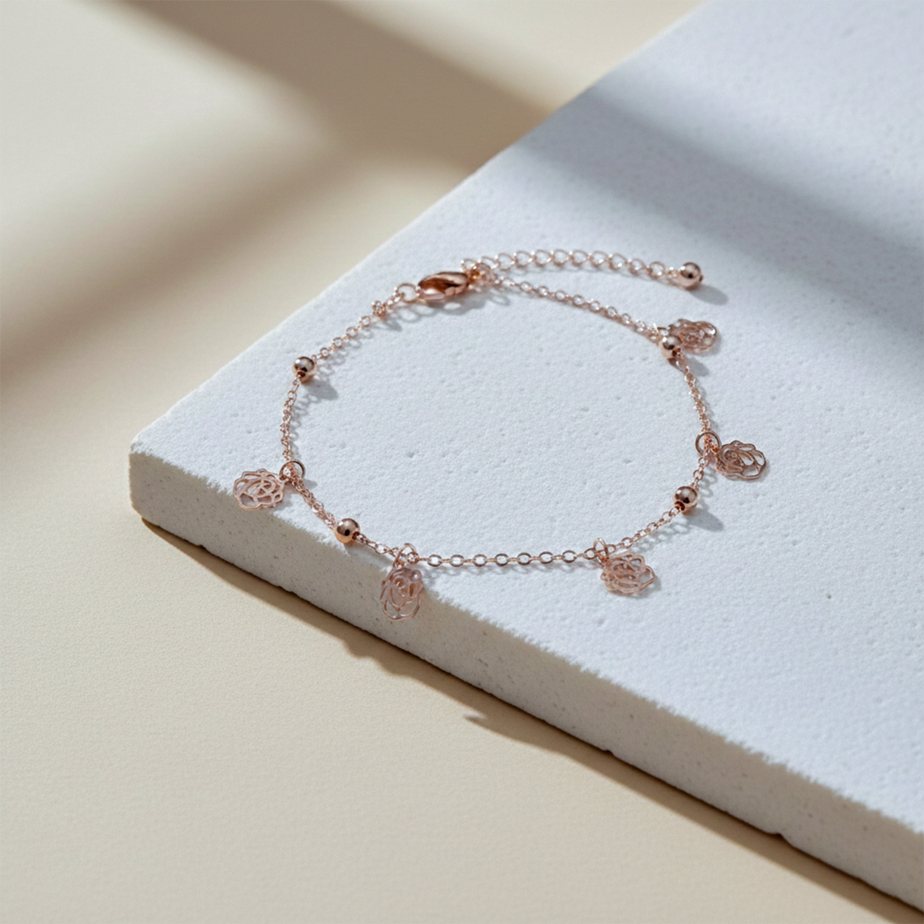 Gold Floral Charm Anklet GWA -58