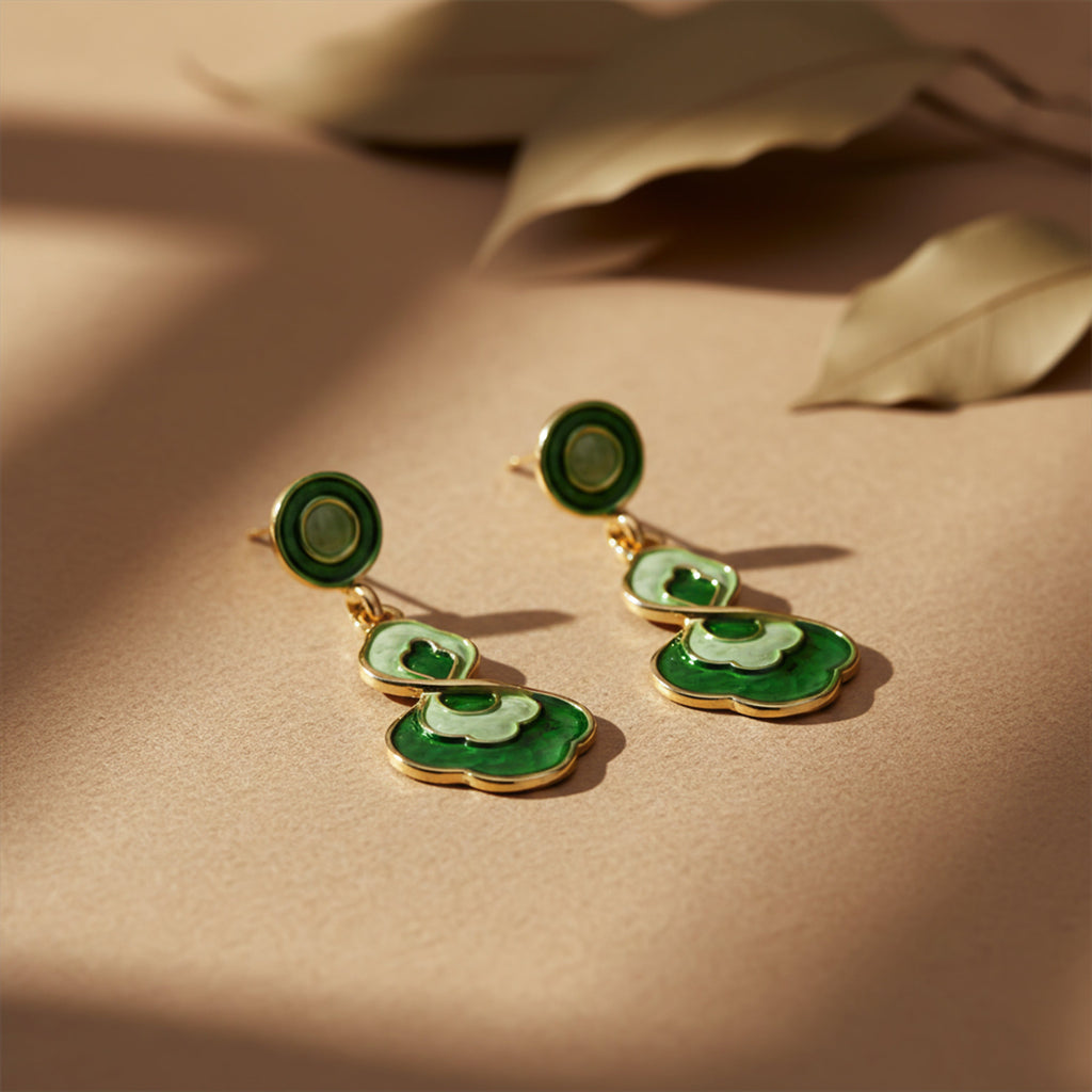 Green Enamel Earrings GWE -200