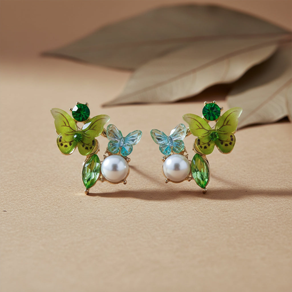 Green Butterfly Earrings -212