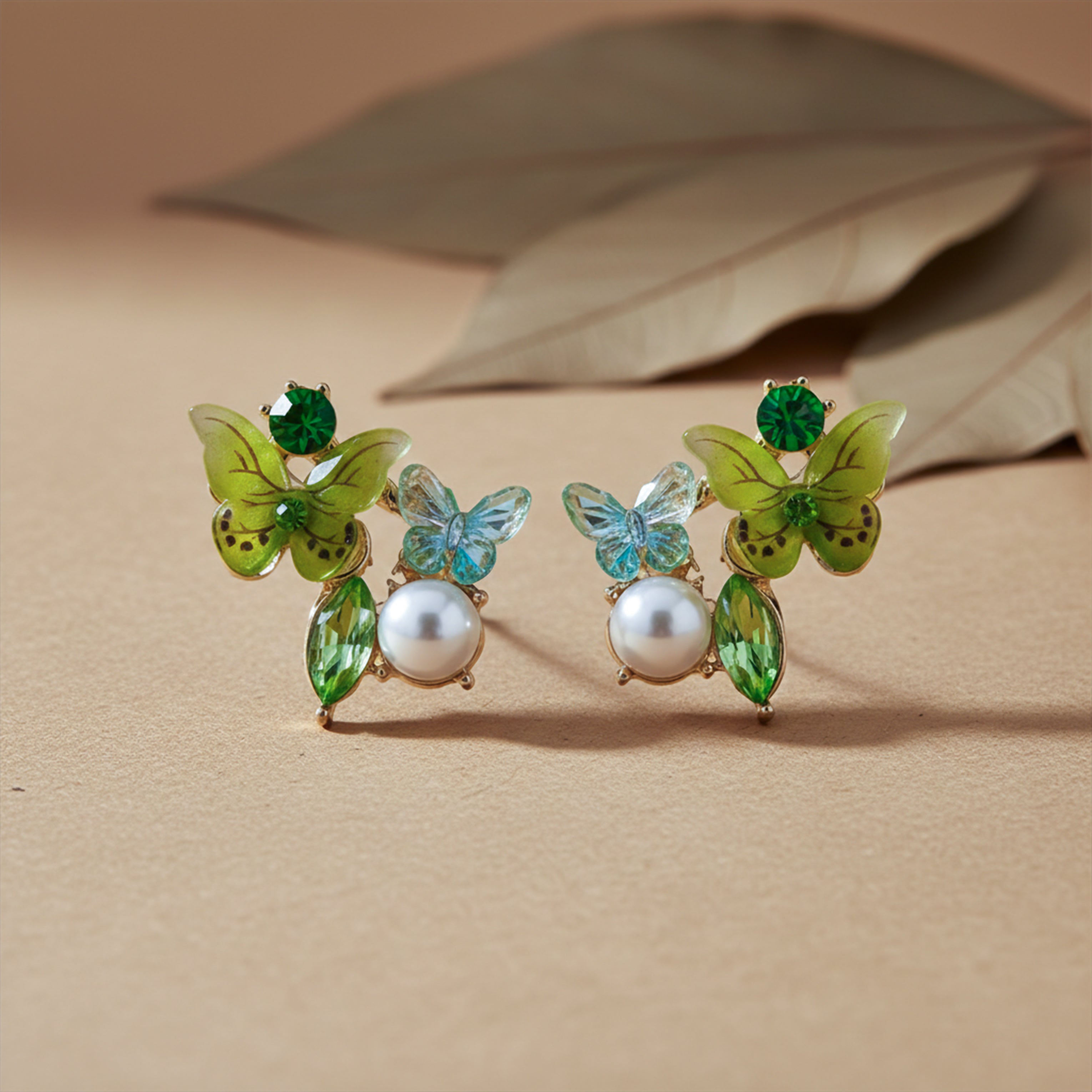 Green Butterfly Earrings -212