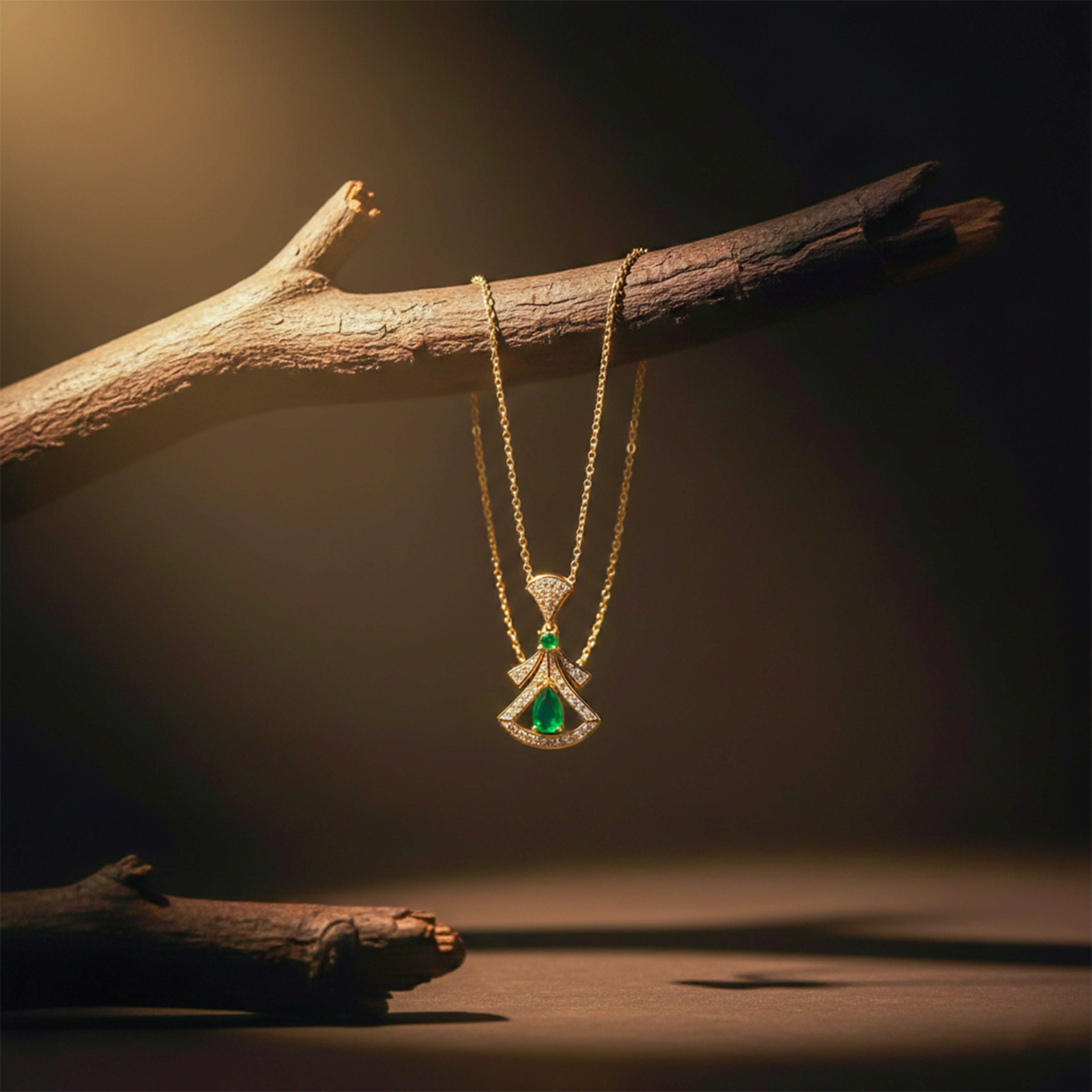 Emerald Drop Designer Pendant Necklace GWN -102