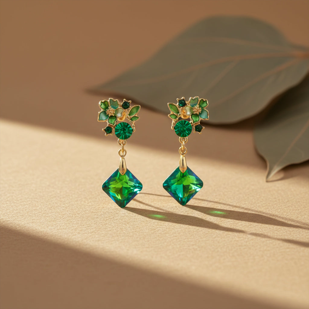 Green Floral Earrings GWE -203