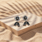 Onyx Silver Bloom Drop Earrings GWE -64