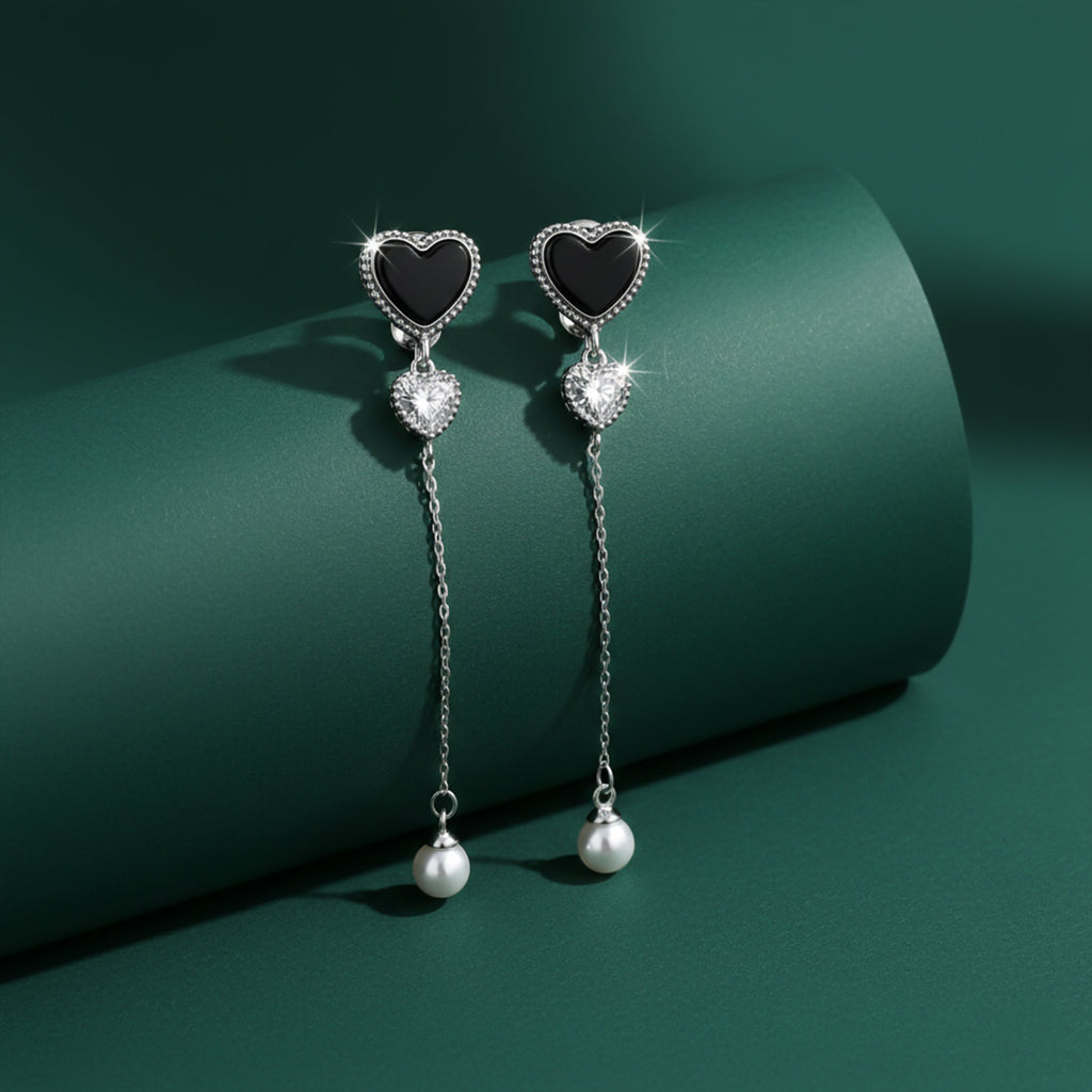 Heart Pearl Drop Earrings GWE -85