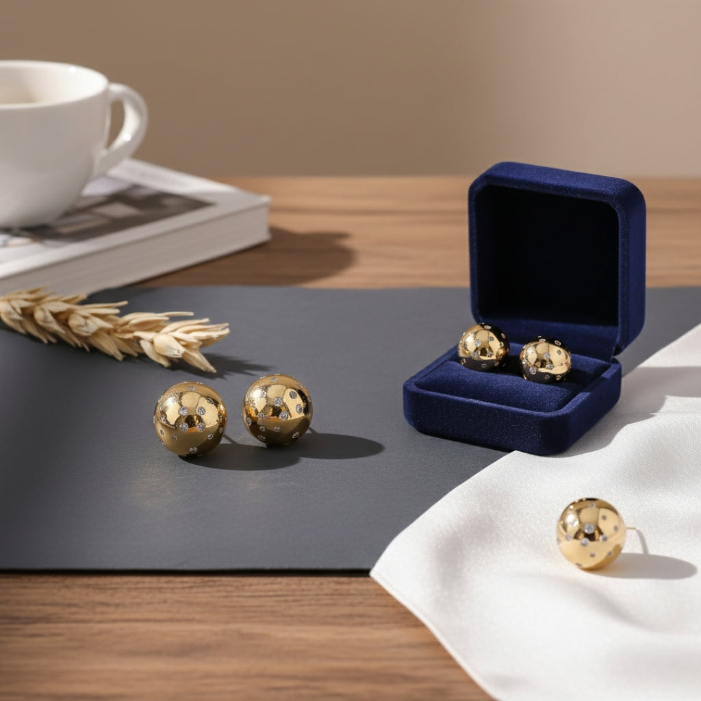 WibeStone Dazzle Dot Earrings – Elegant Sparkle Collection