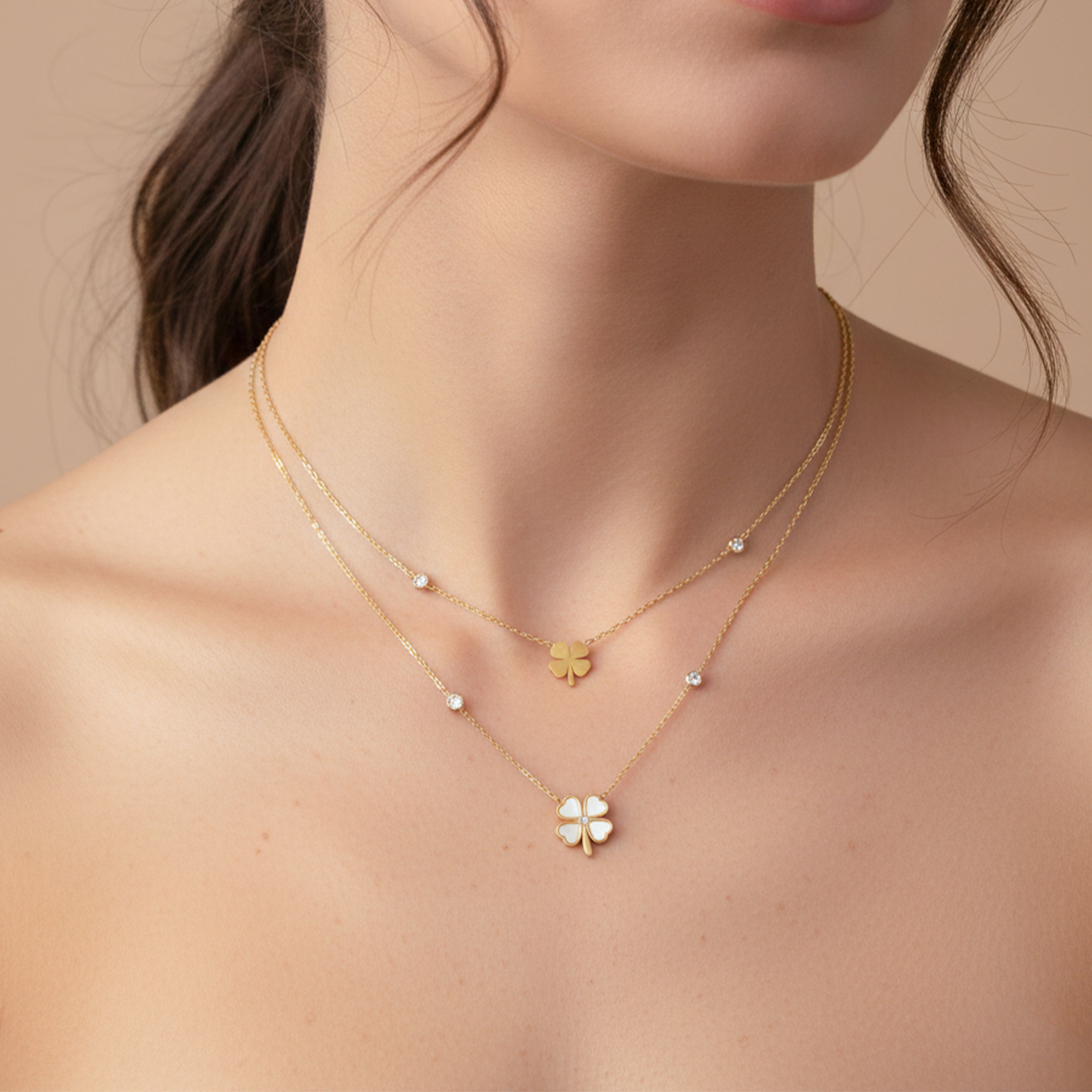Clover Layered Gold Anklet GWN -127
