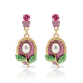 Vintage Rose Pearl Drop Earrings GWE -225