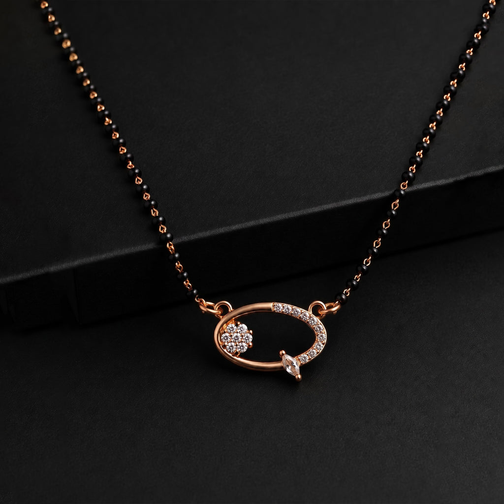 Rose Gold Oval Pendant Mangalsutra GM -59