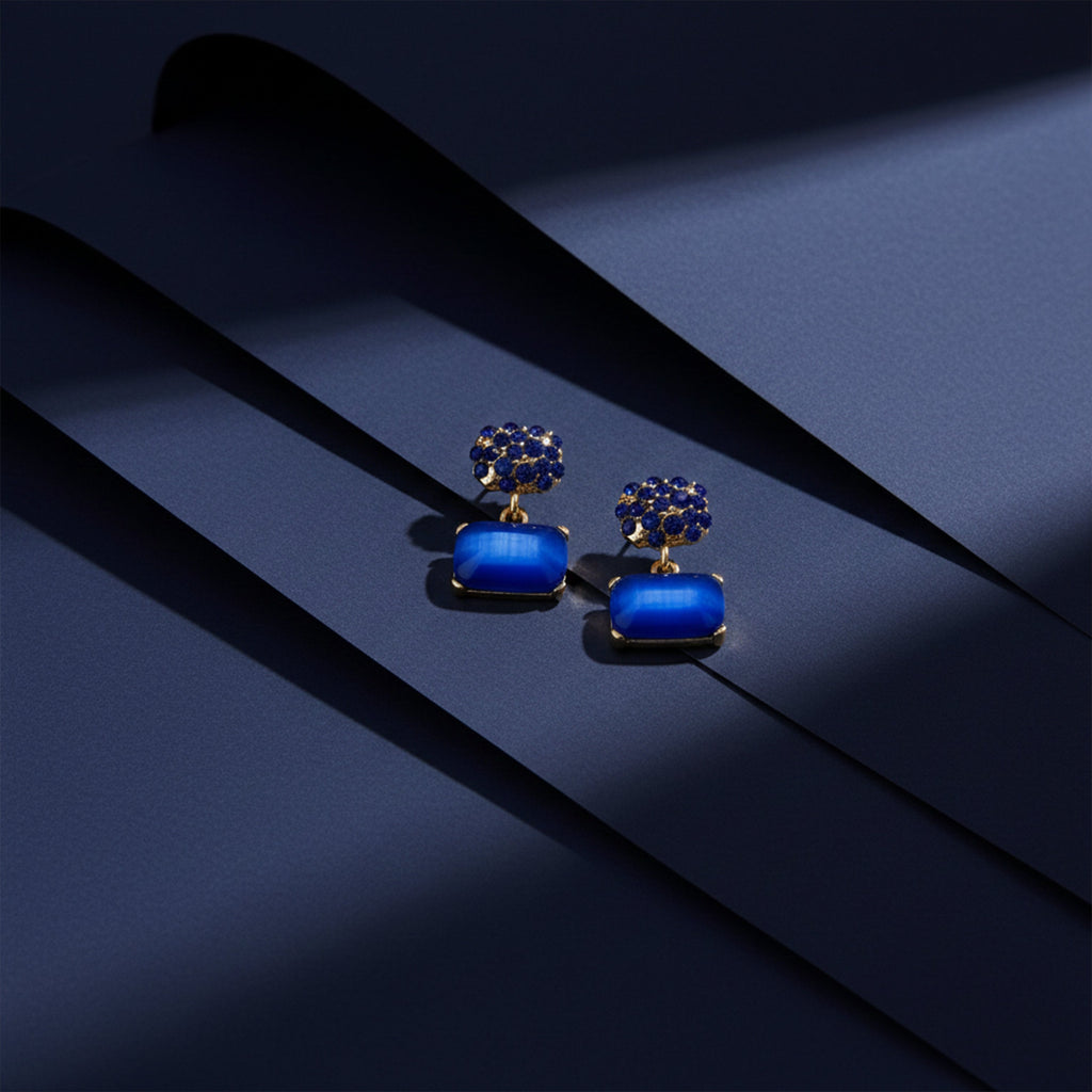 Royal Blue Crystal Earrings GWE-224