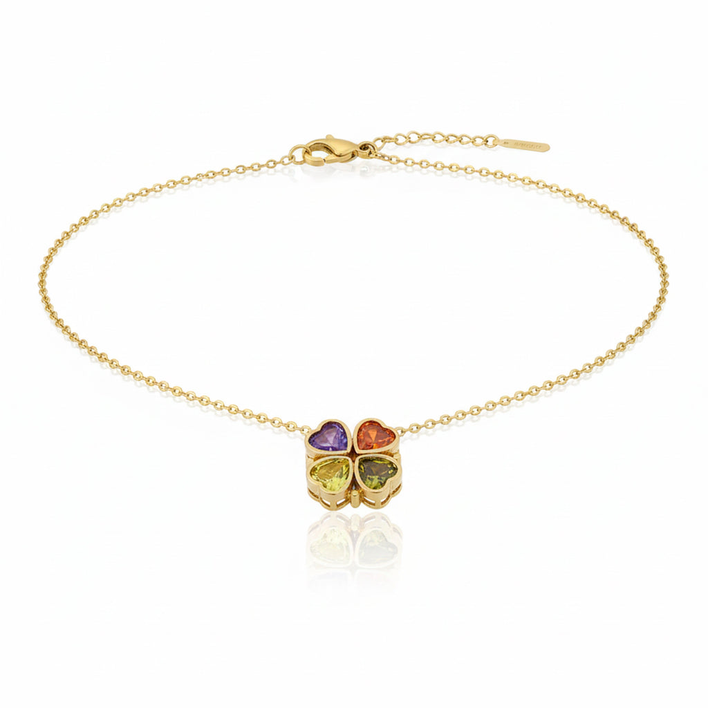 Multicolor Heart Clover Necklace GWN -78