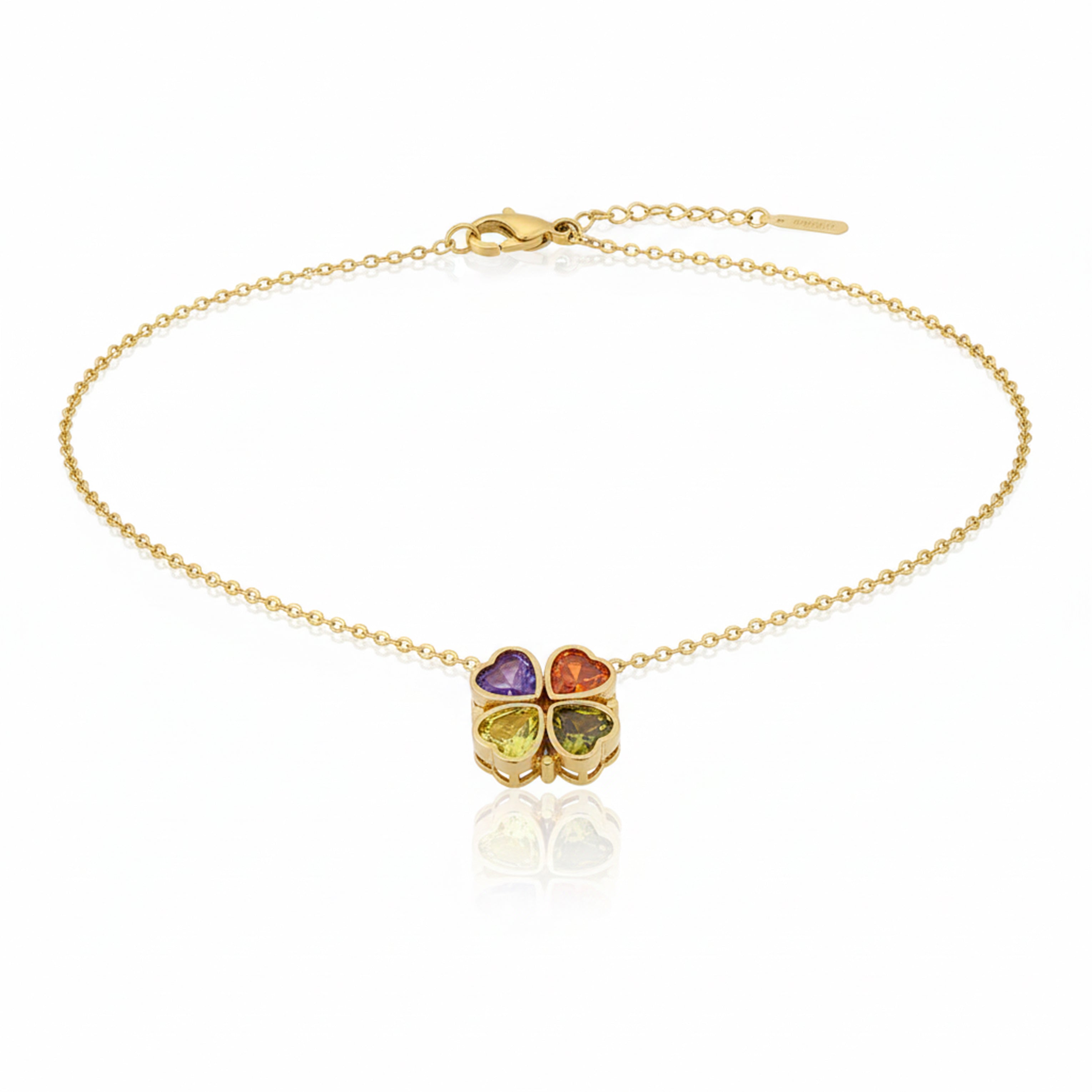 Multicolor Heart Clover Necklace GWN -78