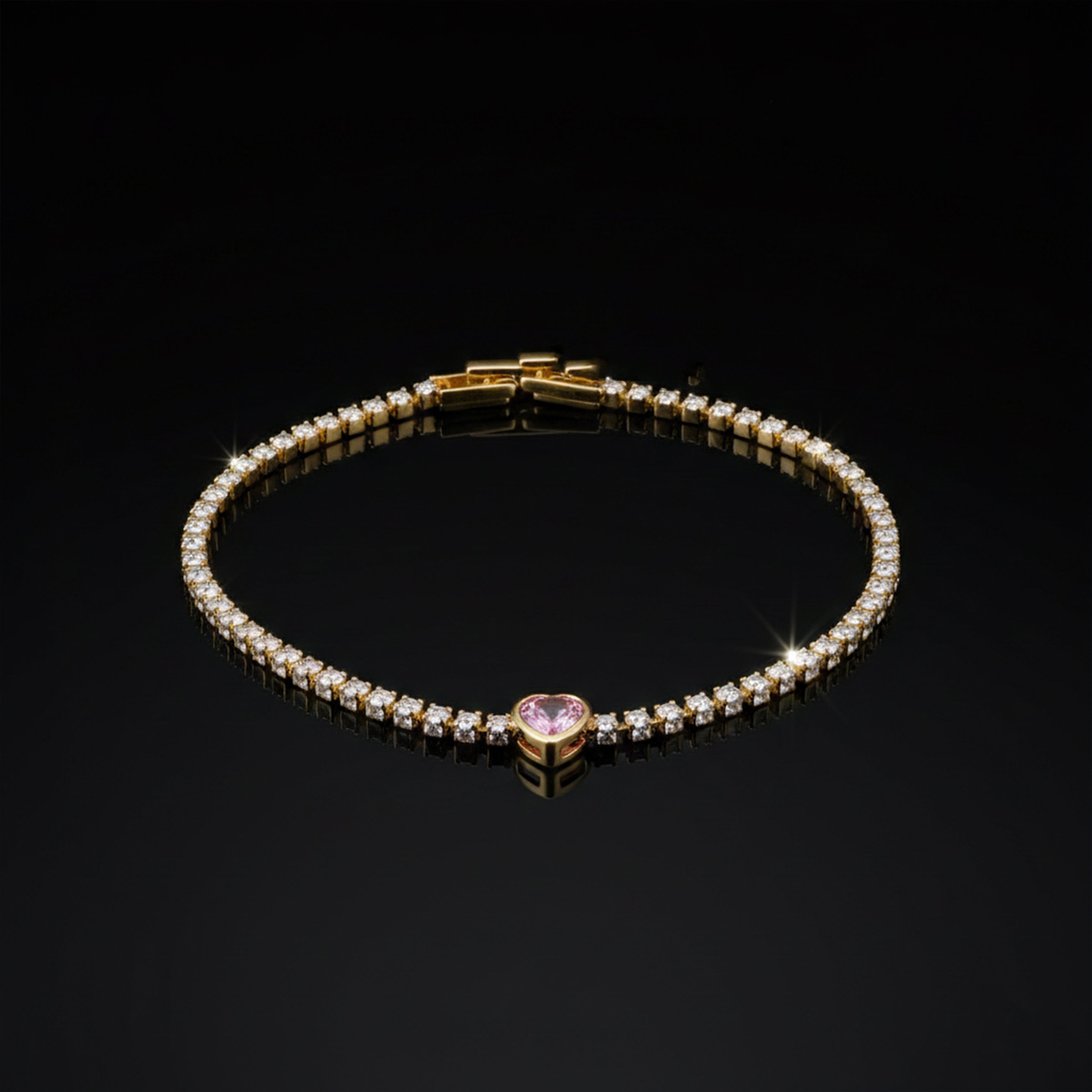 Pink Heart Tennis Bracelet GWB -98