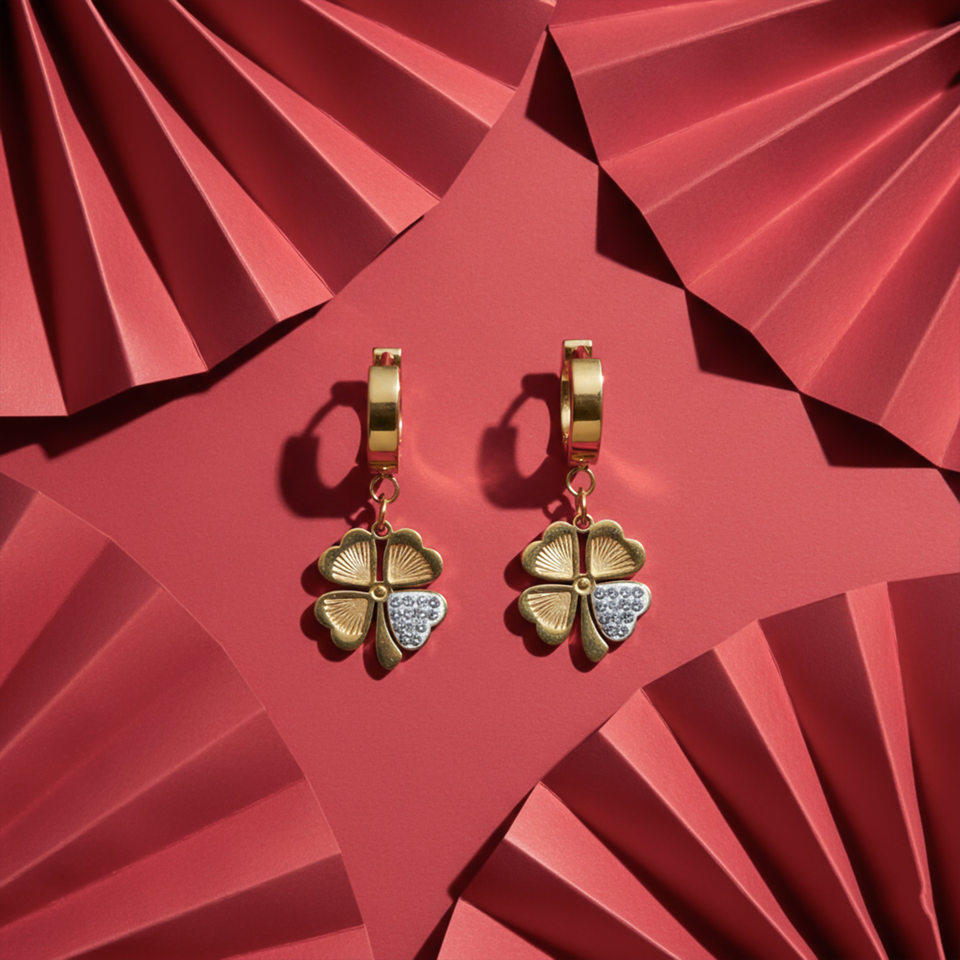 Golden Clover Drop Earrings GWE -80