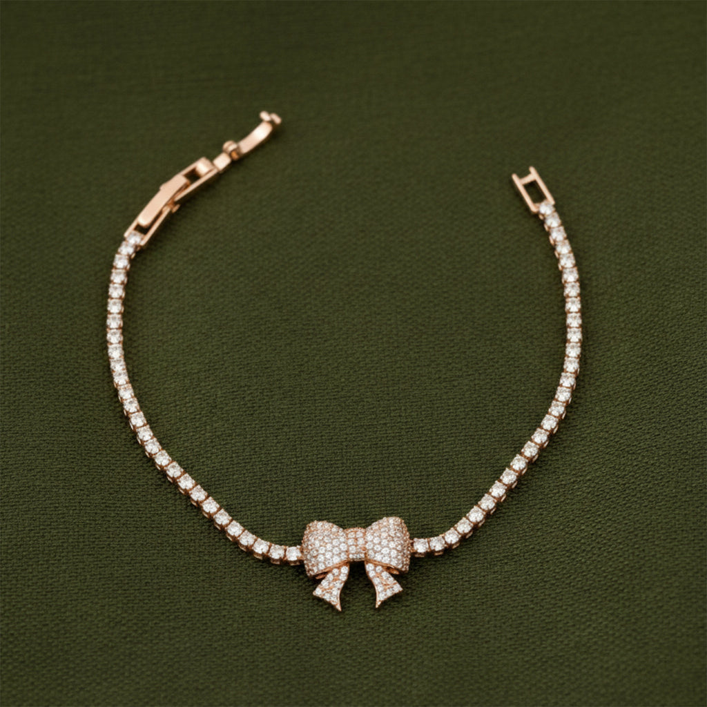 Rose Gold Bowknot Tennis Bracelet GWB -91