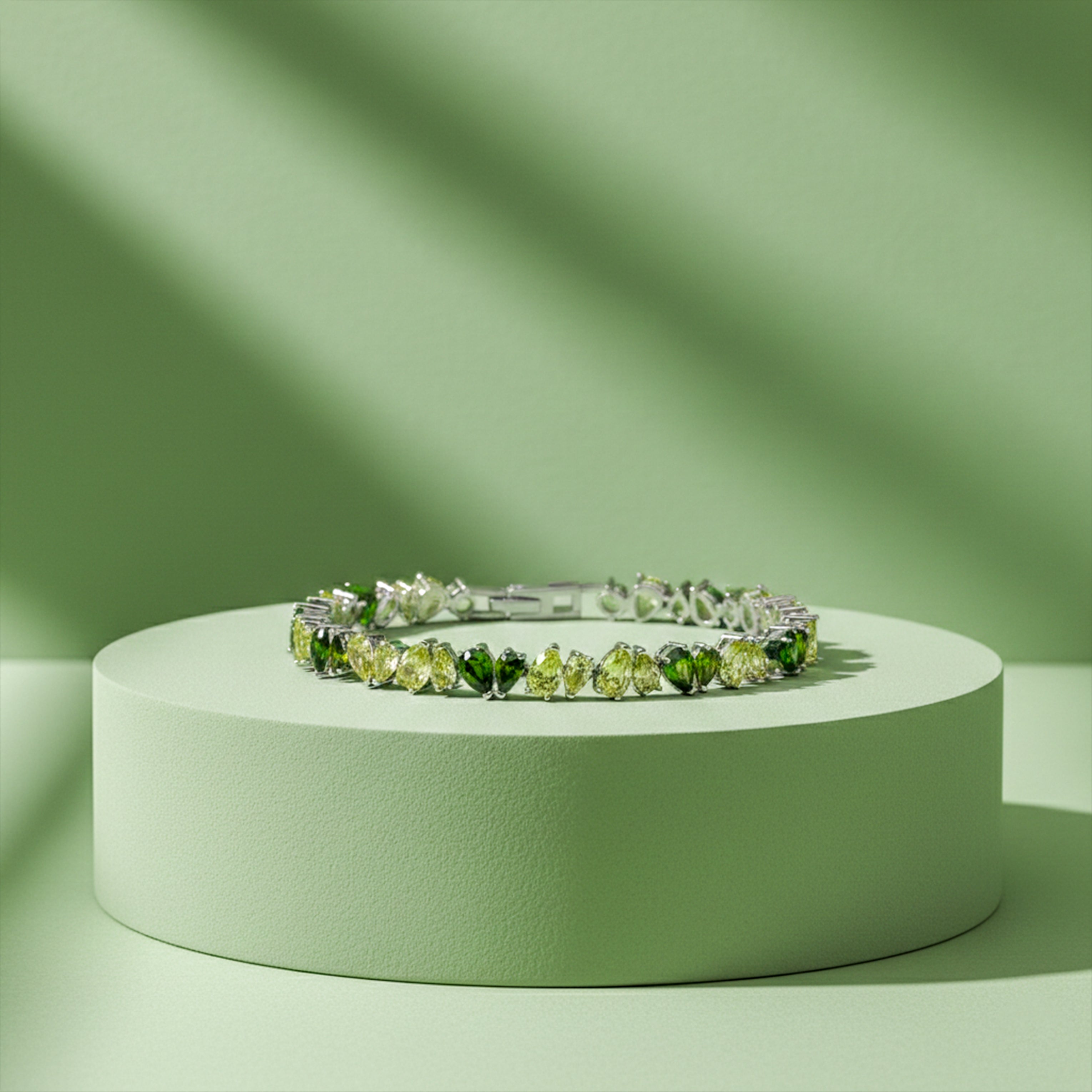 Silver Green Tennis Bracelet GWB -151