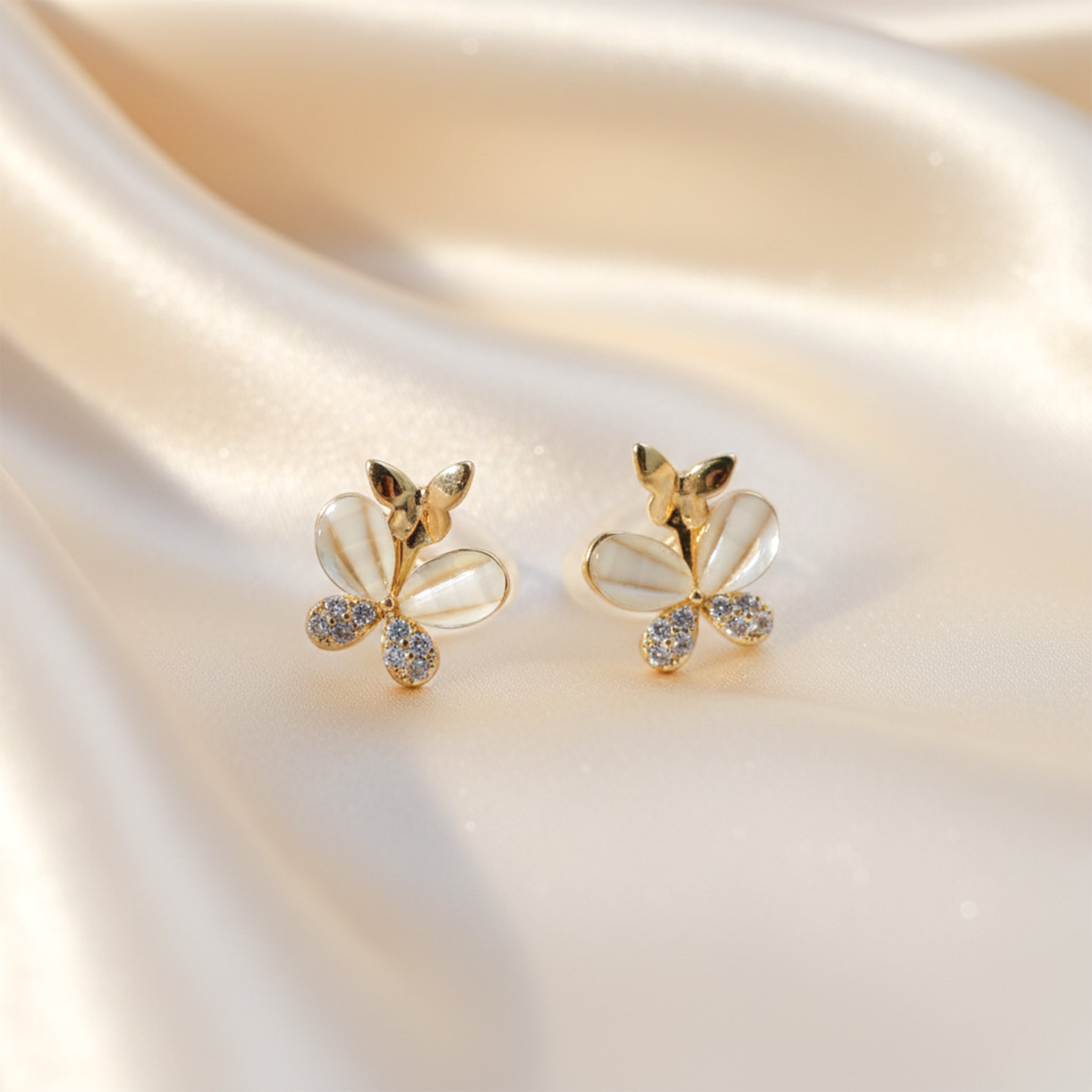 Golden Butterfly Bloom Studs GWE -109