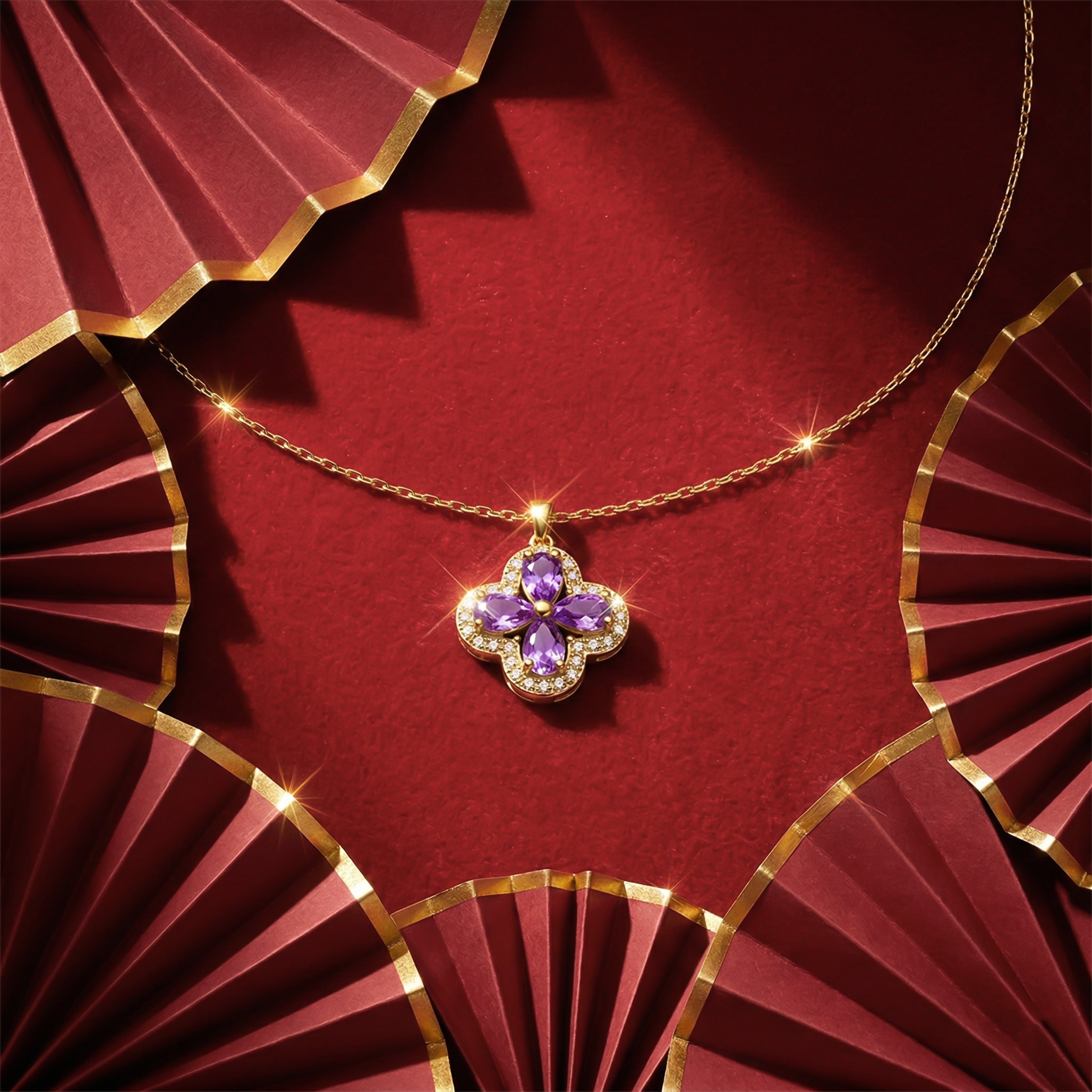 Lavender Blossom Pendant Necklace GWN -97
