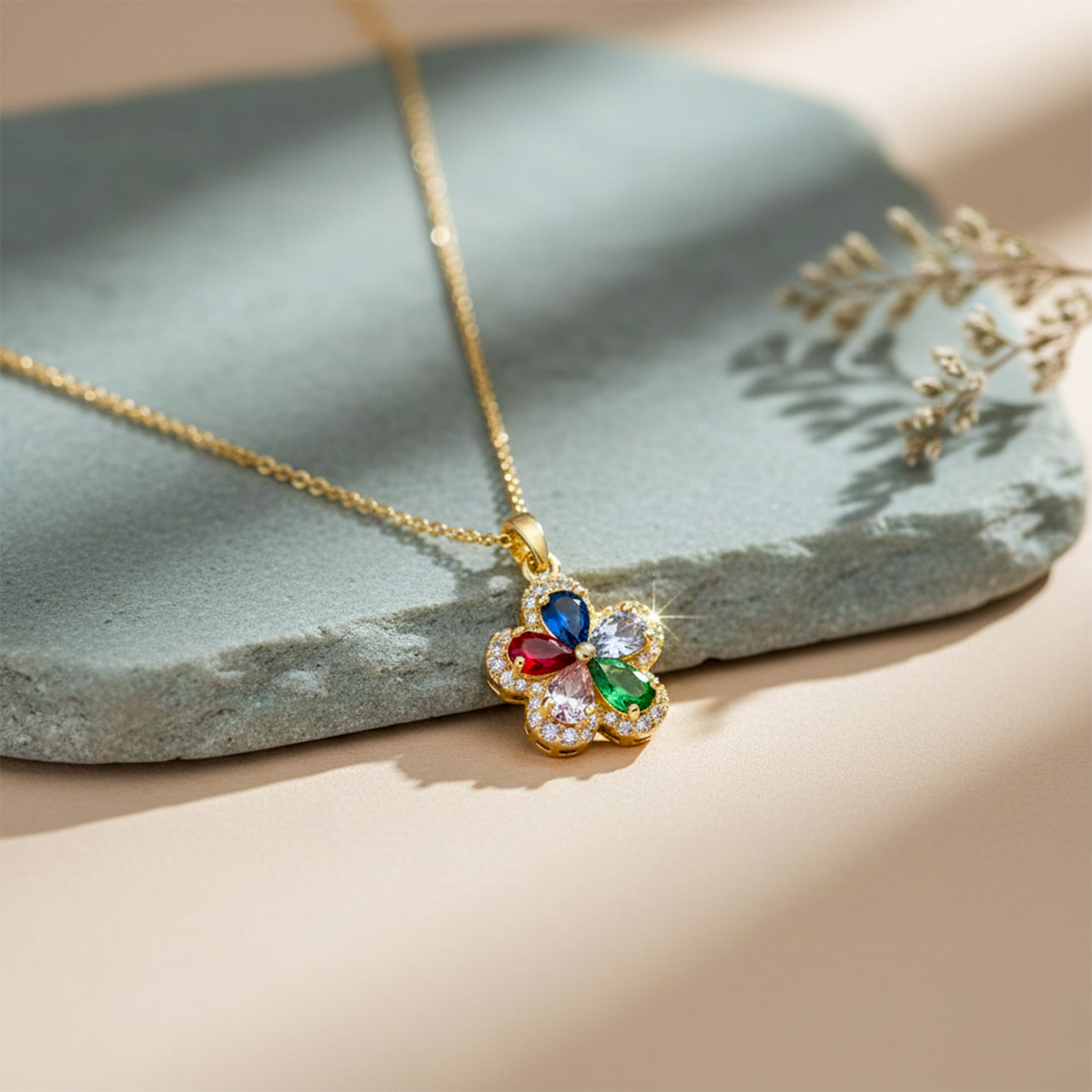 Sparkling Multicolor Gemstone Women Neckless GWN -74