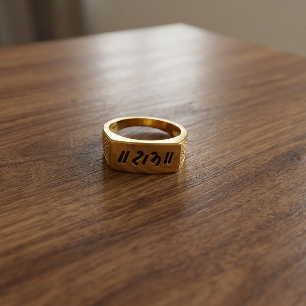 Men’s Black Om Symbol Gold-Tone Ring GMR -31