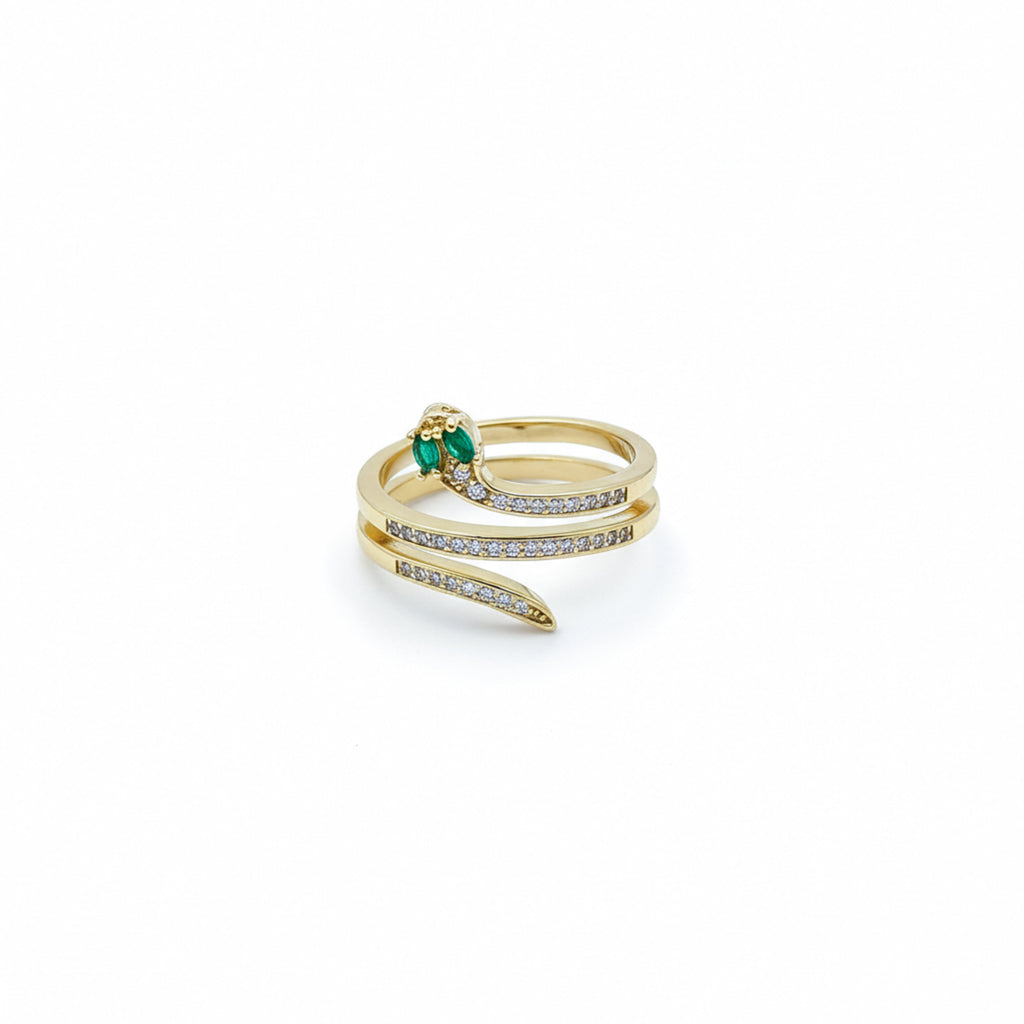 Gold Emerald Snake Ring GWR -59