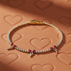 Ruby Bow Tennis Bracelet GWB -100