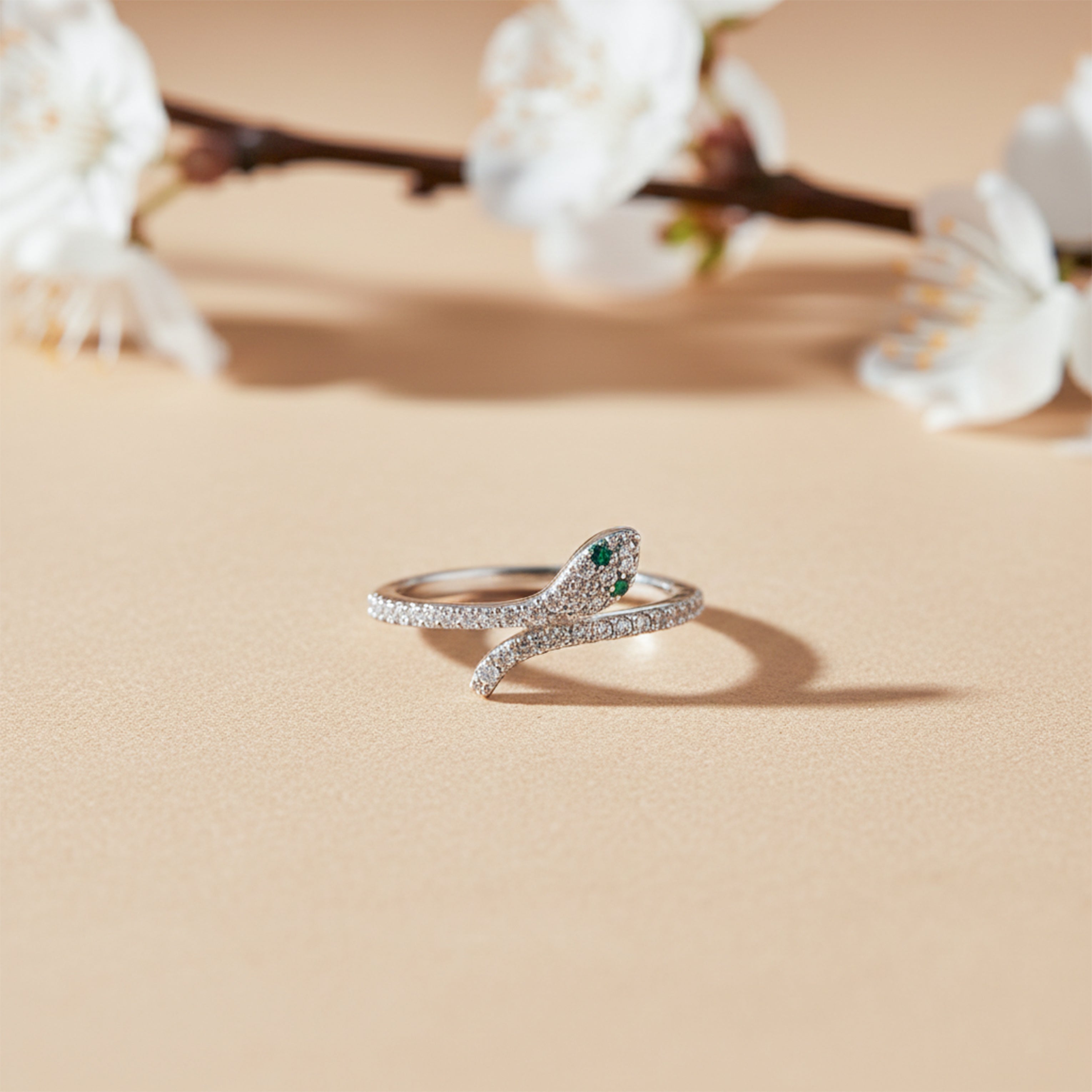 Slim Emerald Snake Wrap Ring GWR -76