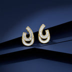 Gold Curv Stud Earrings GWE -163