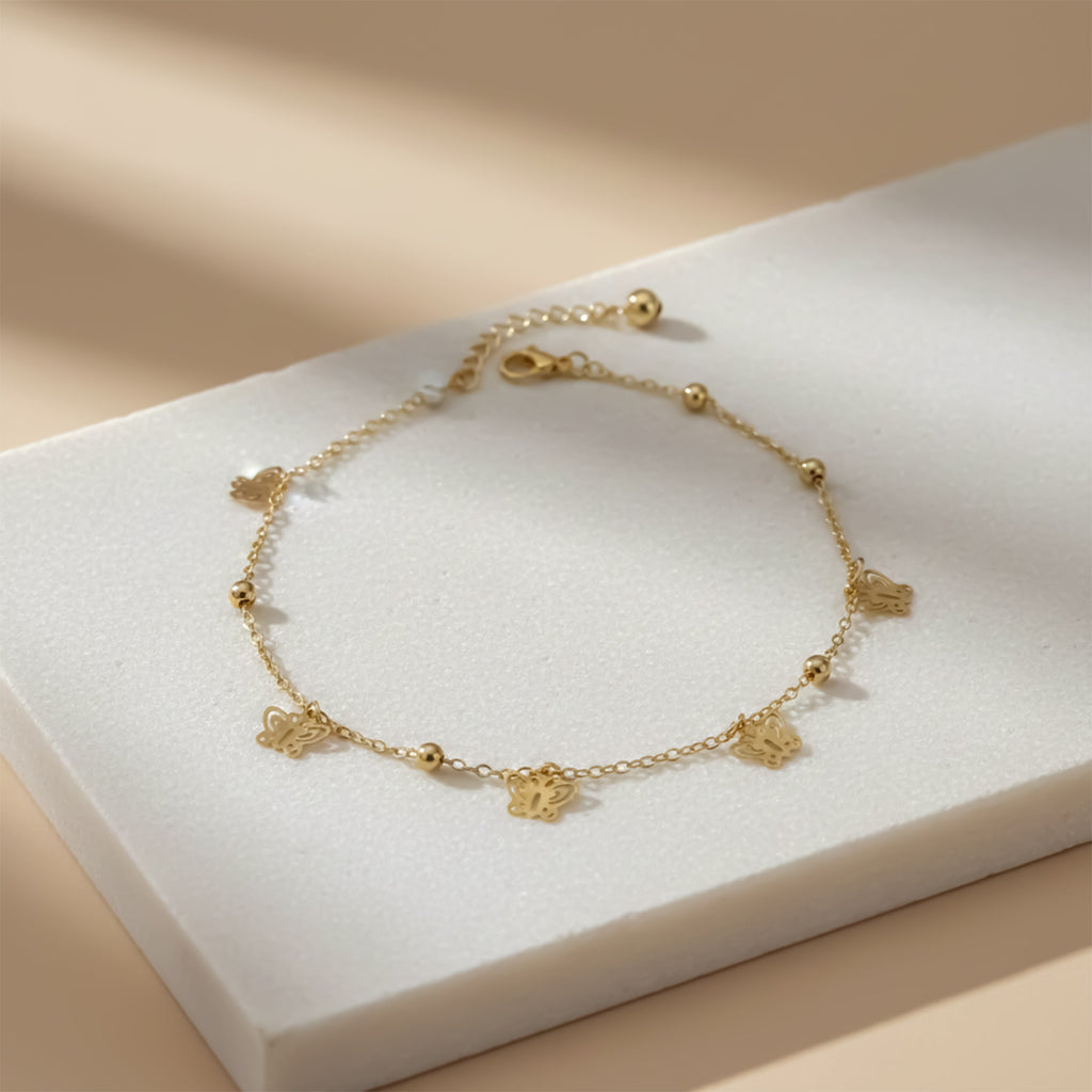 Gold Butterfly Charm Anklet GWA -49
