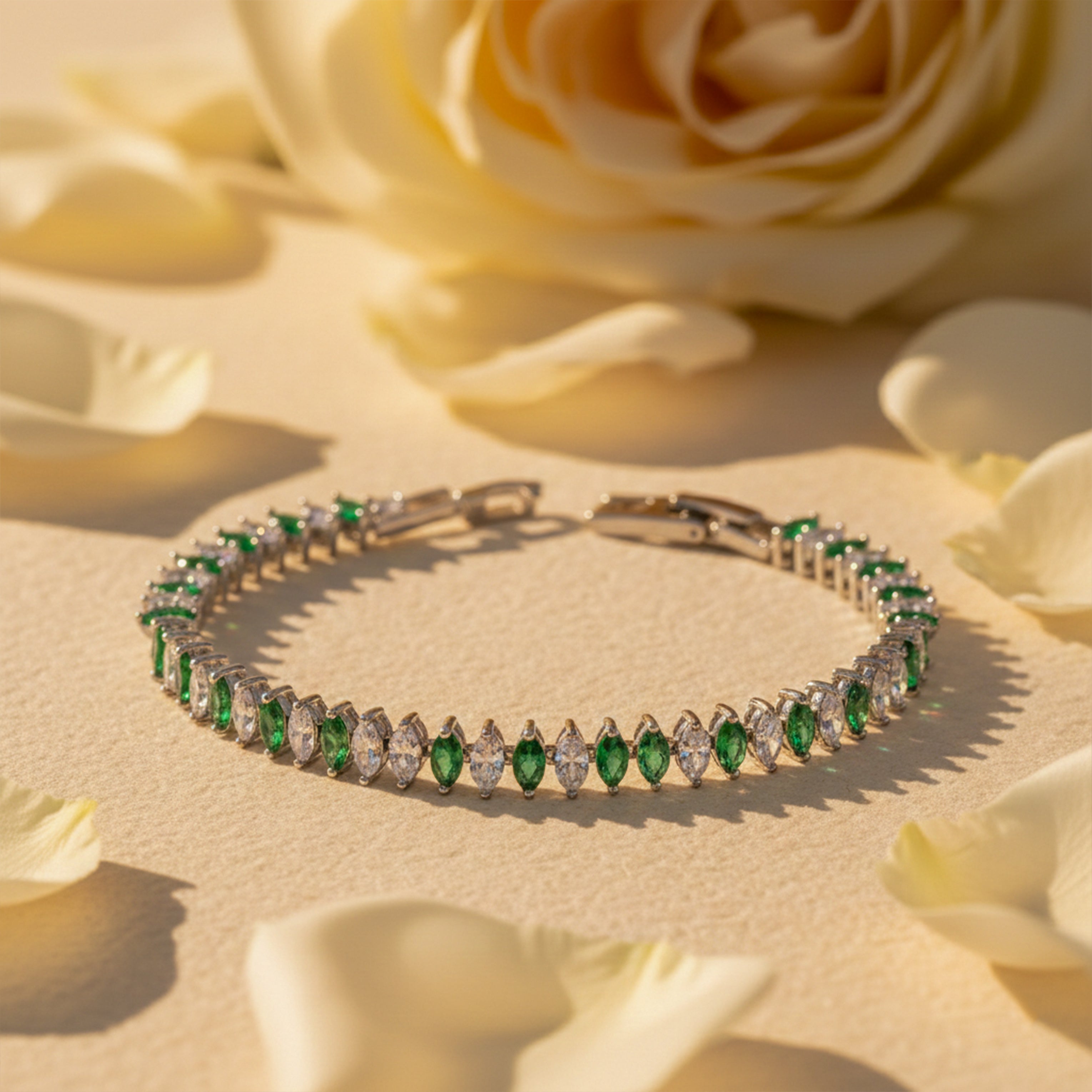 Emerald Alternating Marquise Tennis Bracelet GWB -123